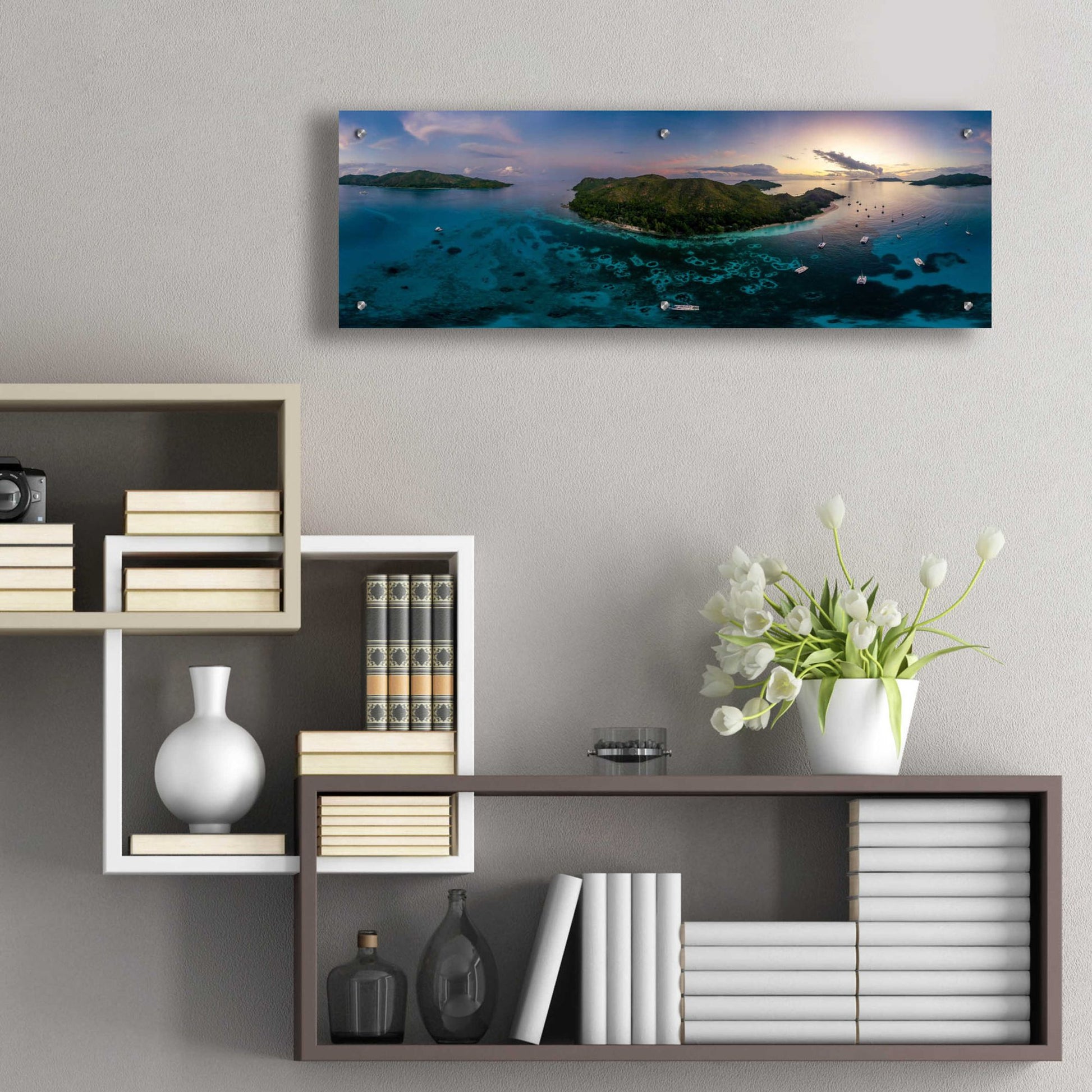 Epic Art 'Curieuse Island Seychelles Pano' by Epic Portfolio, Acrylic Glass Wall Art,36x12