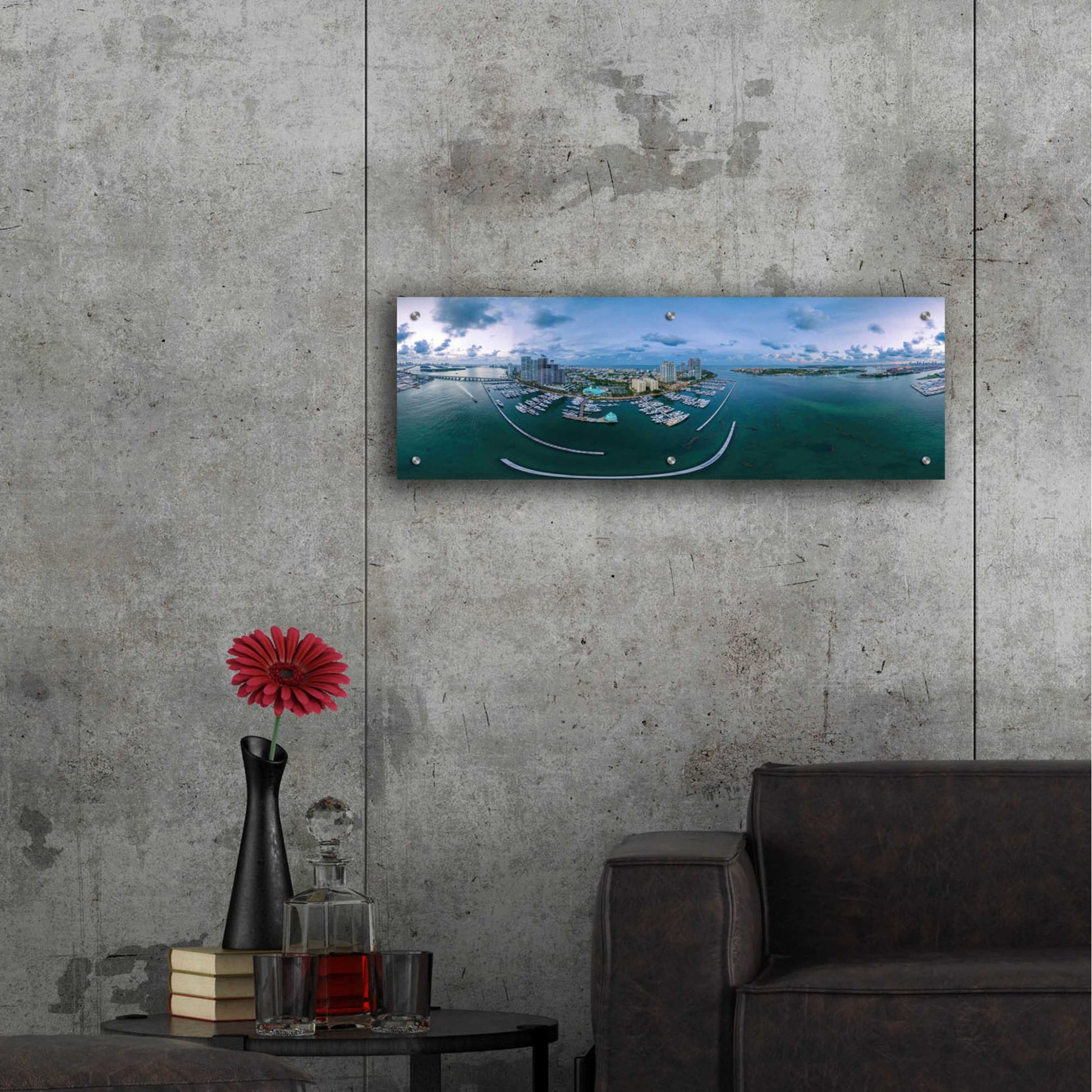 Epic Art 'Miami Twilight' by Epic Portfolio, Acrylic Glass Wall Art,36x12