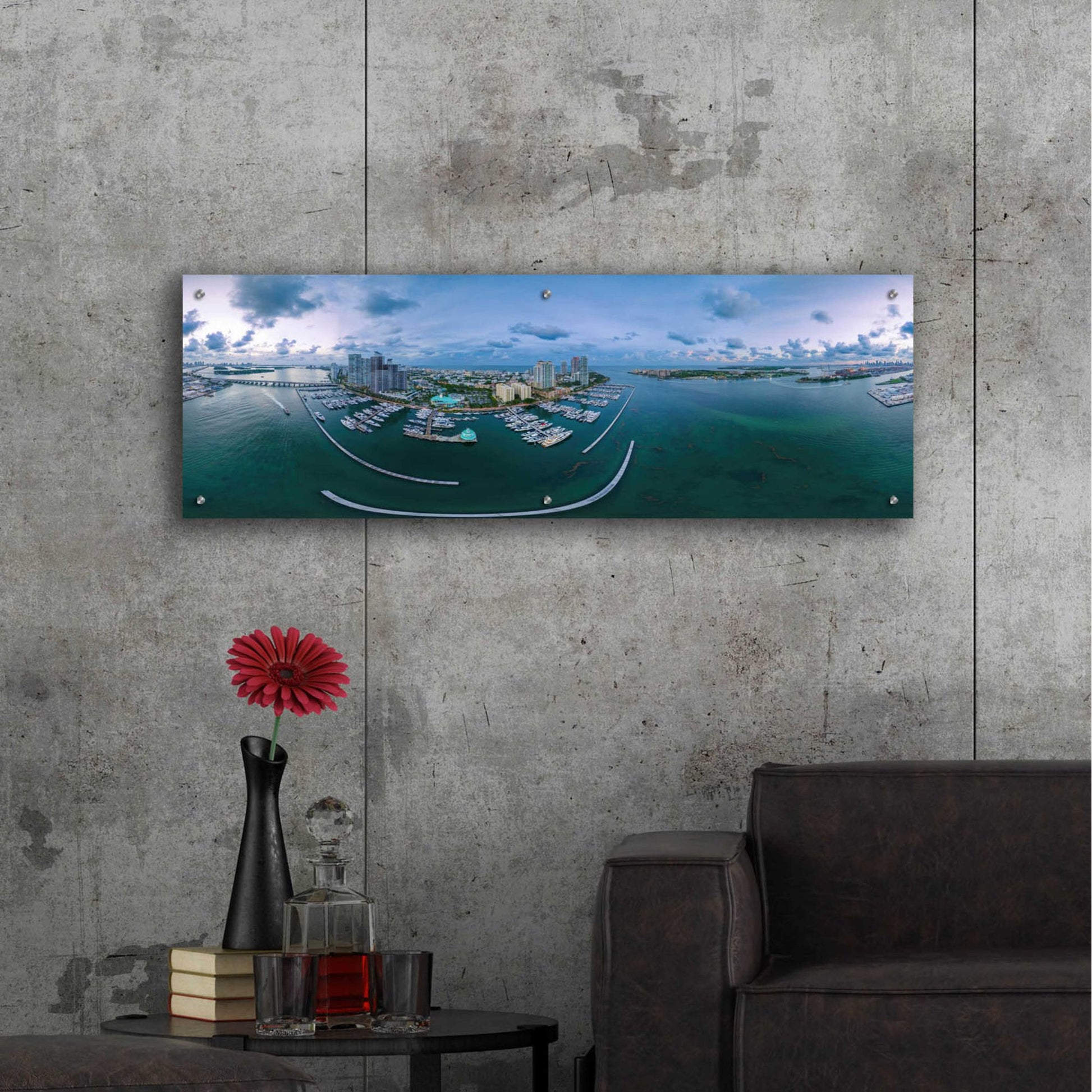 Epic Art 'Miami Twilight' by Epic Portfolio, Acrylic Glass Wall Art,48x16