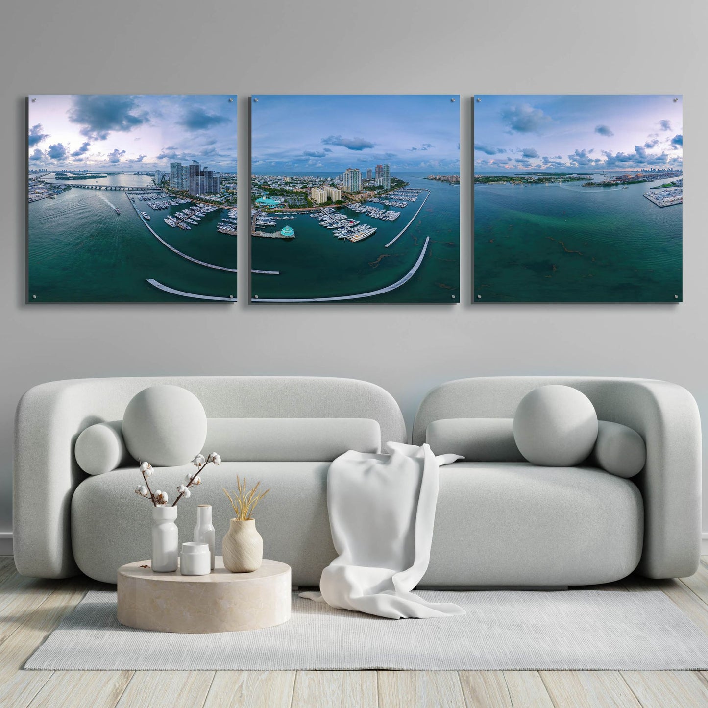 Epic Art 'Miami Twilight' by Epic Portfolio, Acrylic Glass Wall Art, 3 Piece Set,108x36