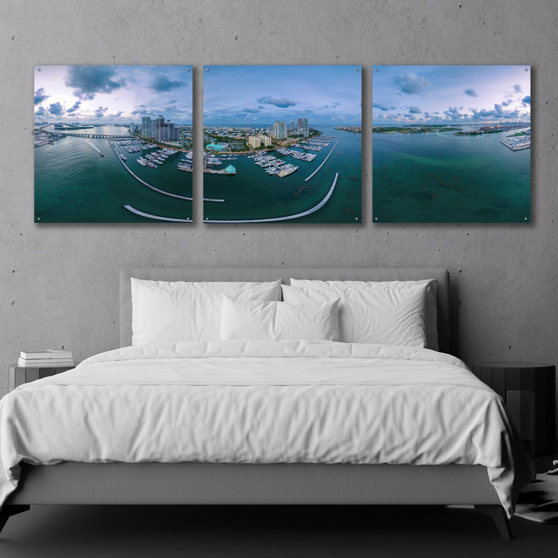 Epic Art 'Miami Twilight' by Epic Portfolio, Acrylic Glass Wall Art, 3 Piece Set,108x36