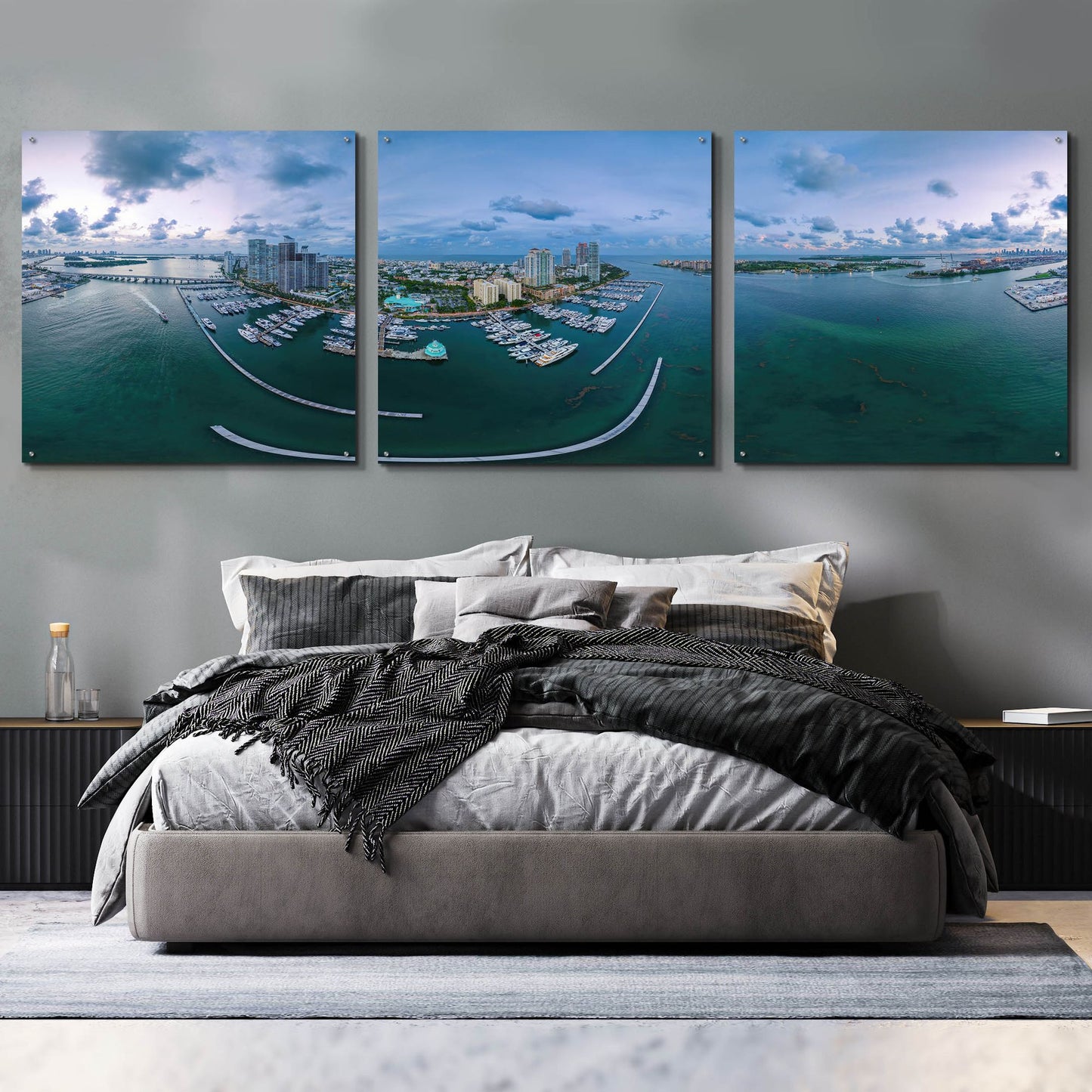 Epic Art 'Miami Twilight' by Epic Portfolio, Acrylic Glass Wall Art, 3 Piece Set,108x36