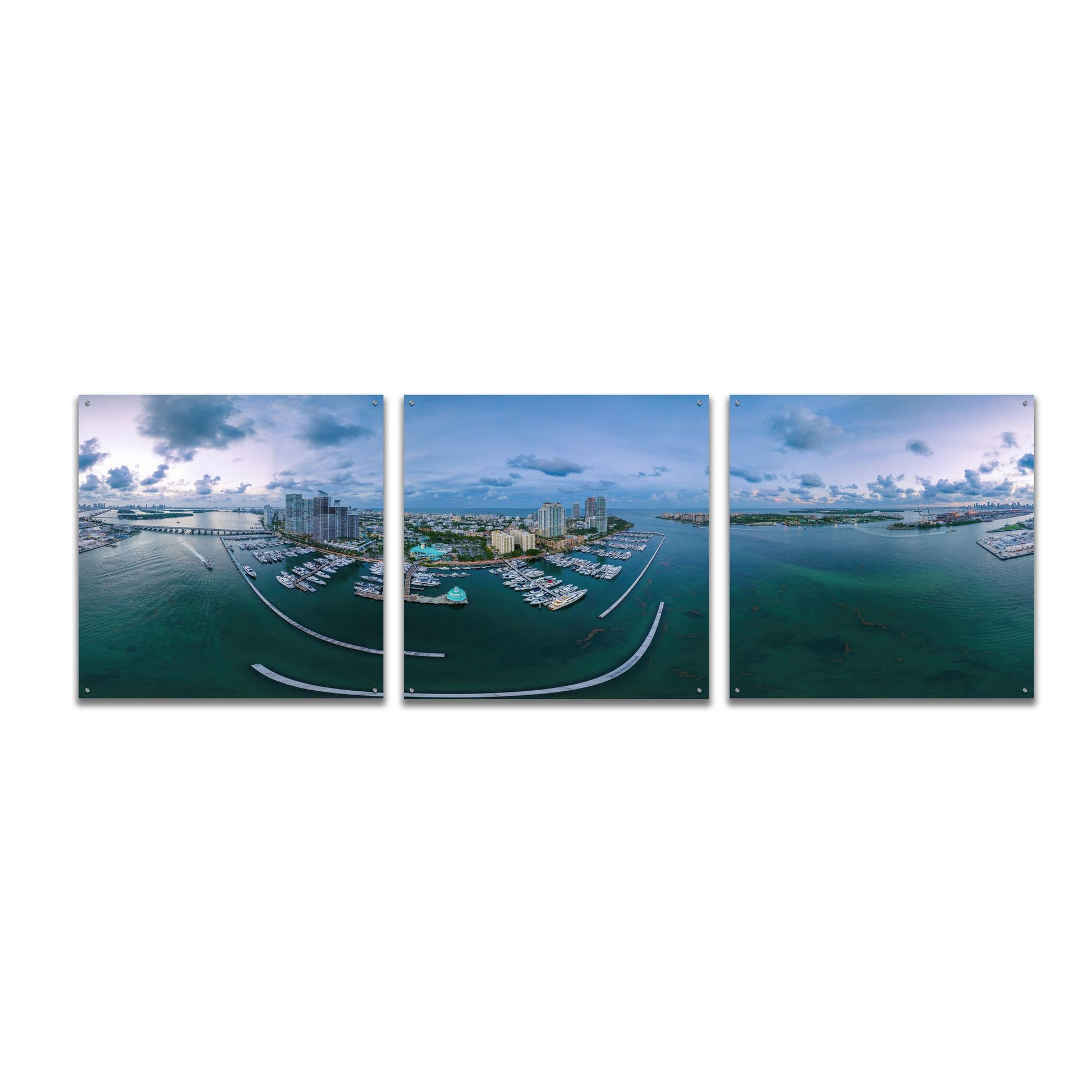 Epic Art 'Miami Twilight' by Epic Portfolio, Acrylic Glass Wall Art, 3 Piece Set,108x36