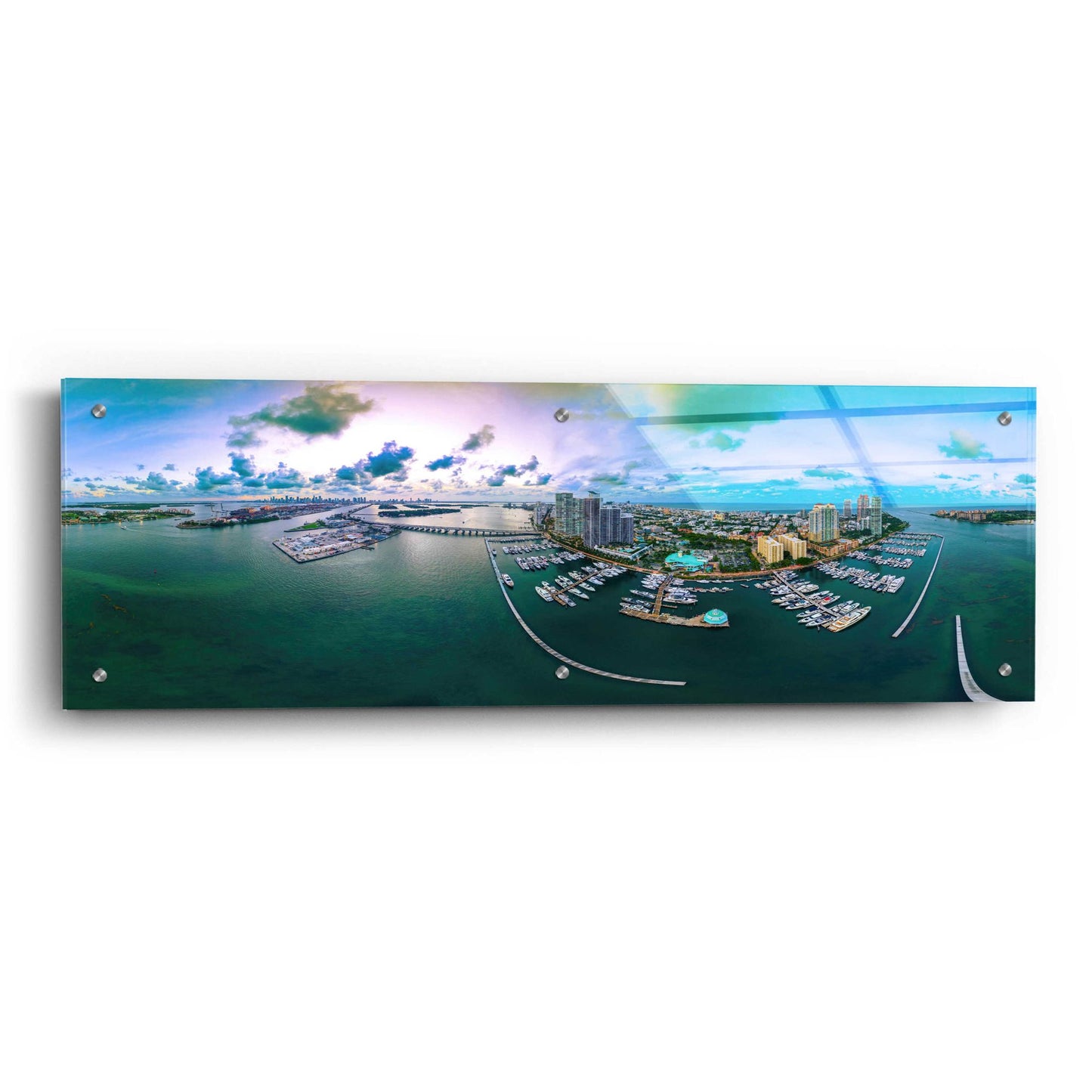 Epic Art 'South Beach Twilight' by Epic Portfolio, Acrylic Glass Wall Art,36x12