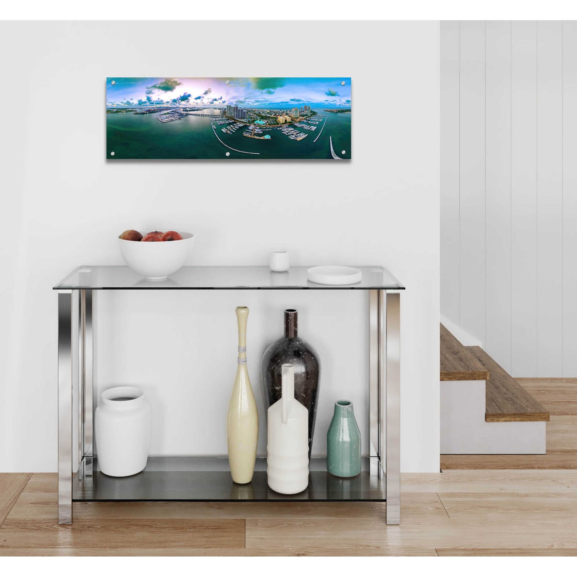 Epic Art 'South Beach Twilight' by Epic Portfolio, Acrylic Glass Wall Art,36x12