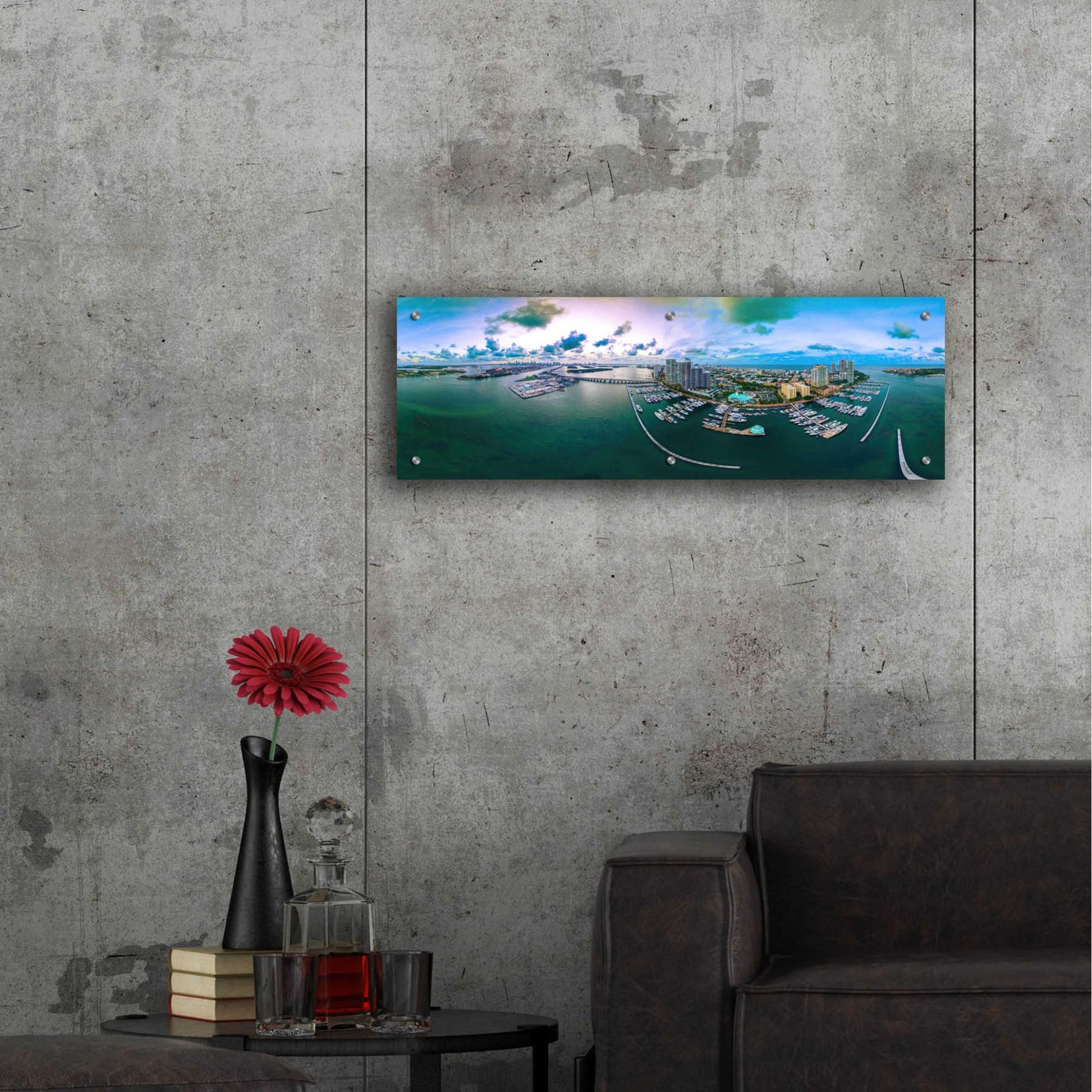 Epic Art 'South Beach Twilight' by Epic Portfolio, Acrylic Glass Wall Art,36x12