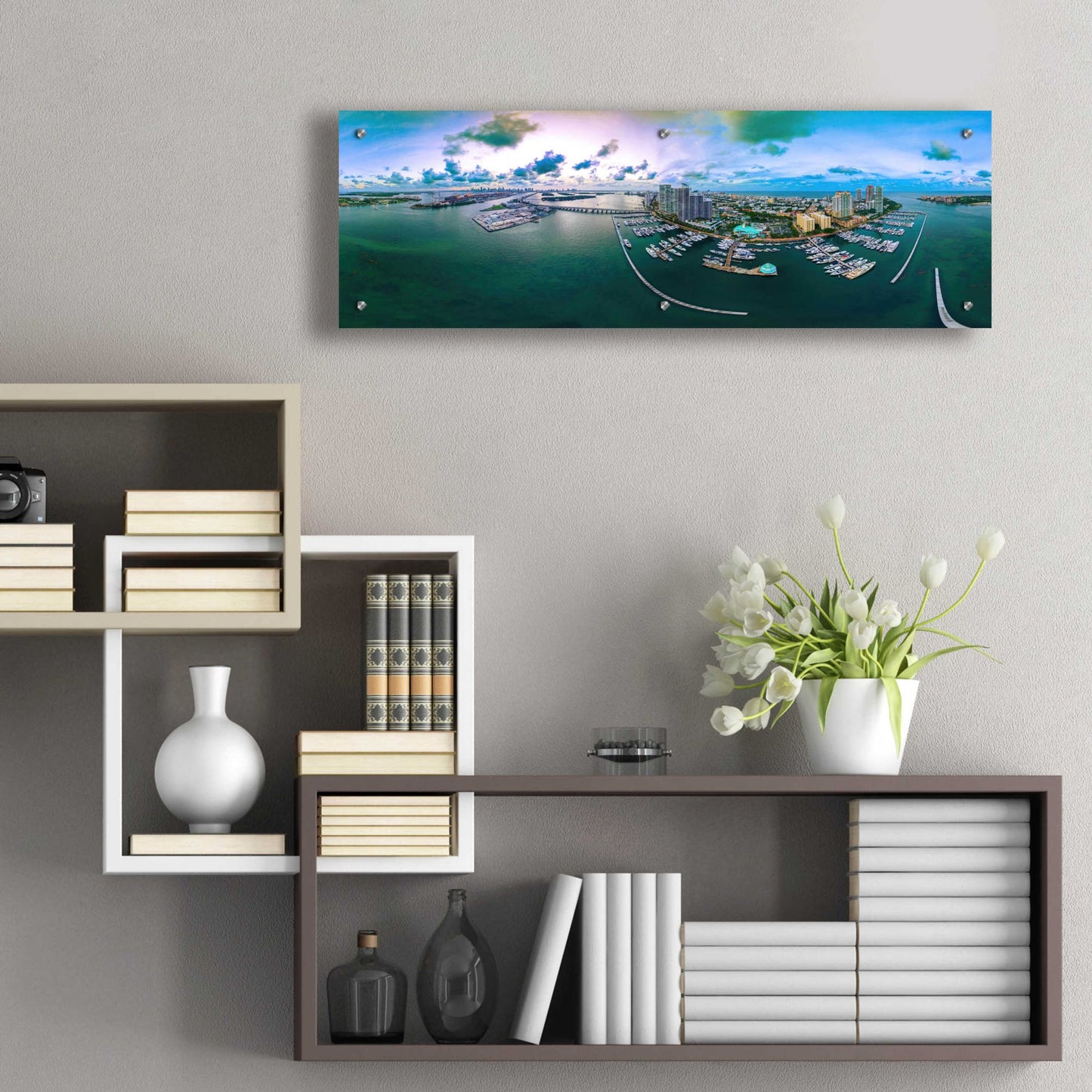 Epic Art 'South Beach Twilight' by Epic Portfolio, Acrylic Glass Wall Art,36x12