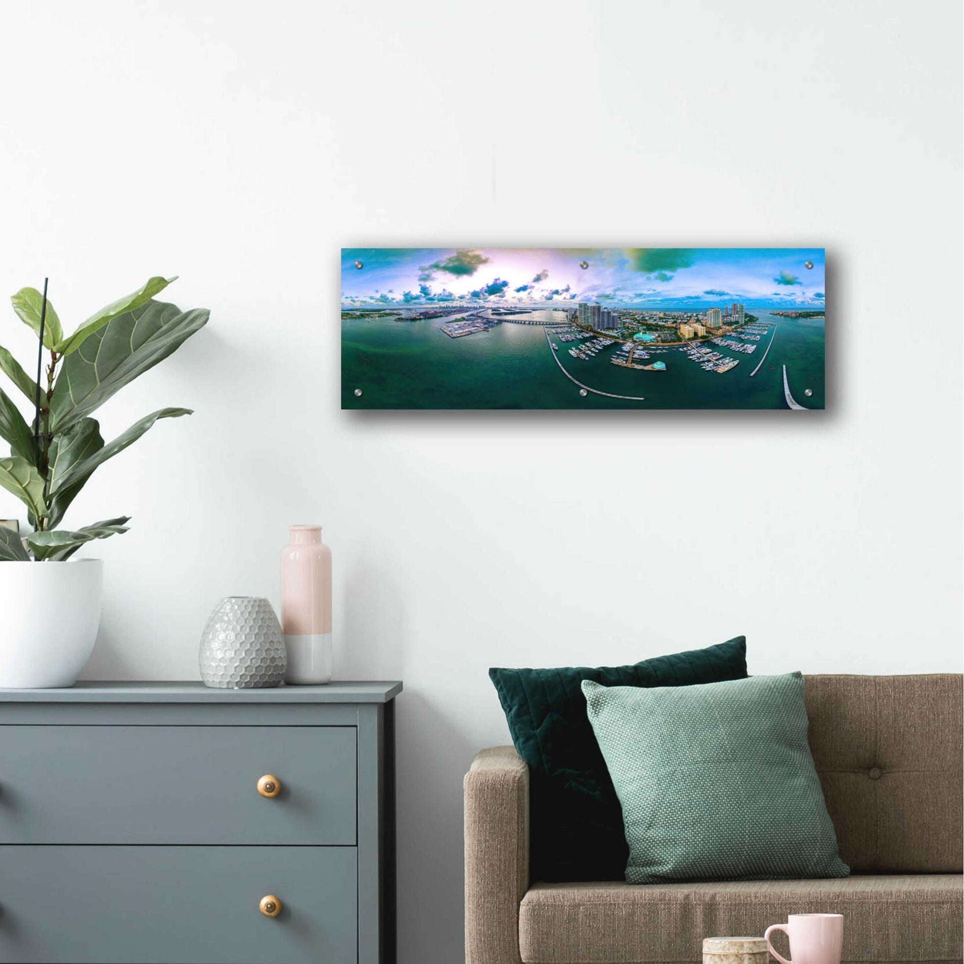 Epic Art 'South Beach Twilight' by Epic Portfolio, Acrylic Glass Wall Art,36x12