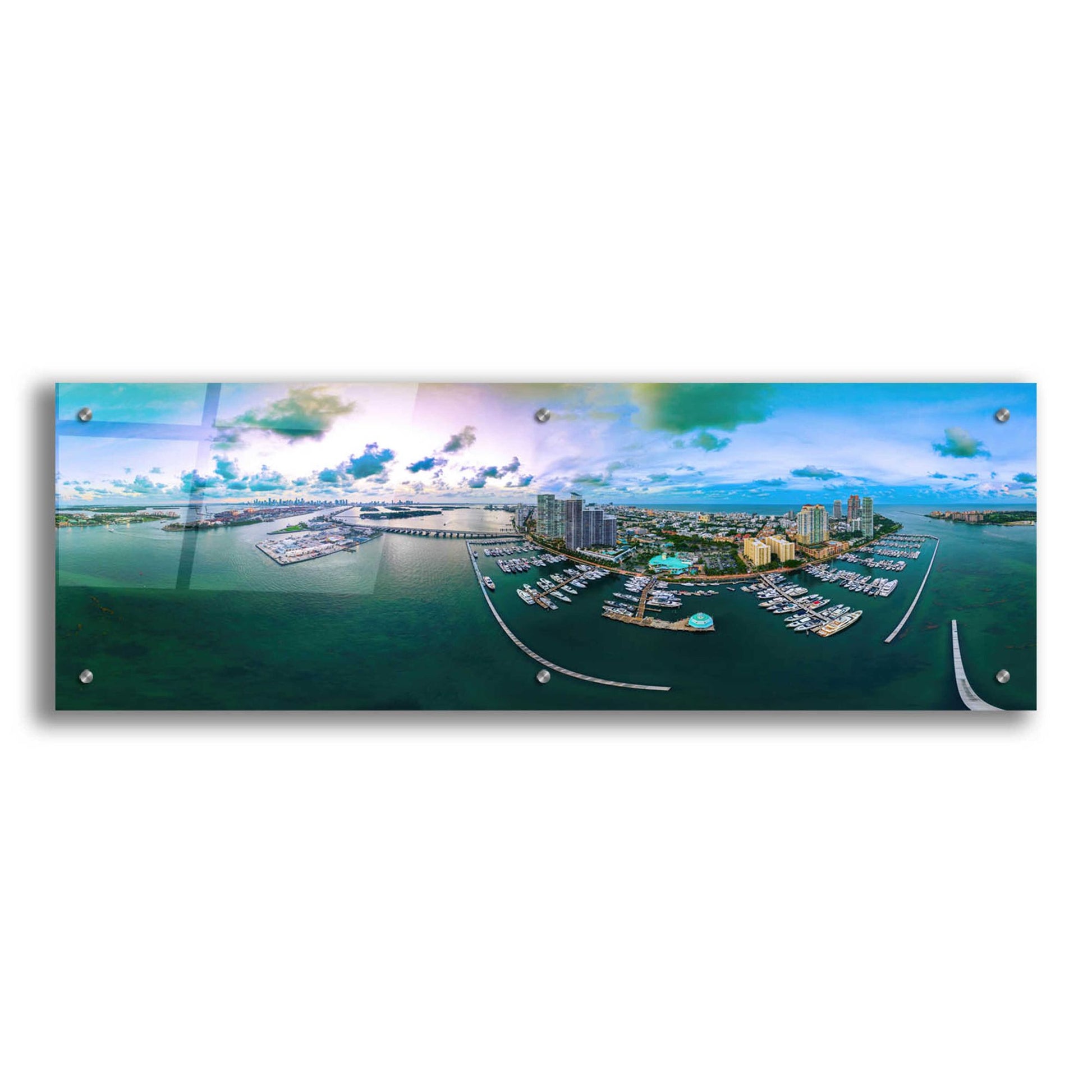 Epic Art 'South Beach Twilight' by Epic Portfolio, Acrylic Glass Wall Art,36x12