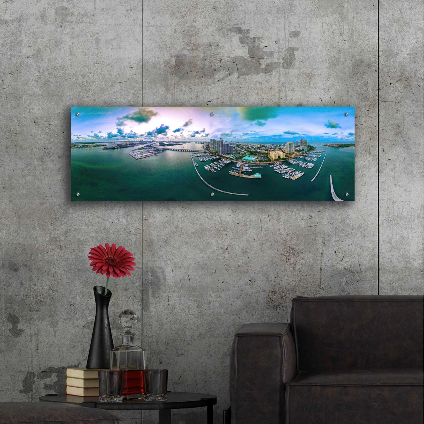 Epic Art 'South Beach Twilight' by Epic Portfolio, Acrylic Glass Wall Art,48x16