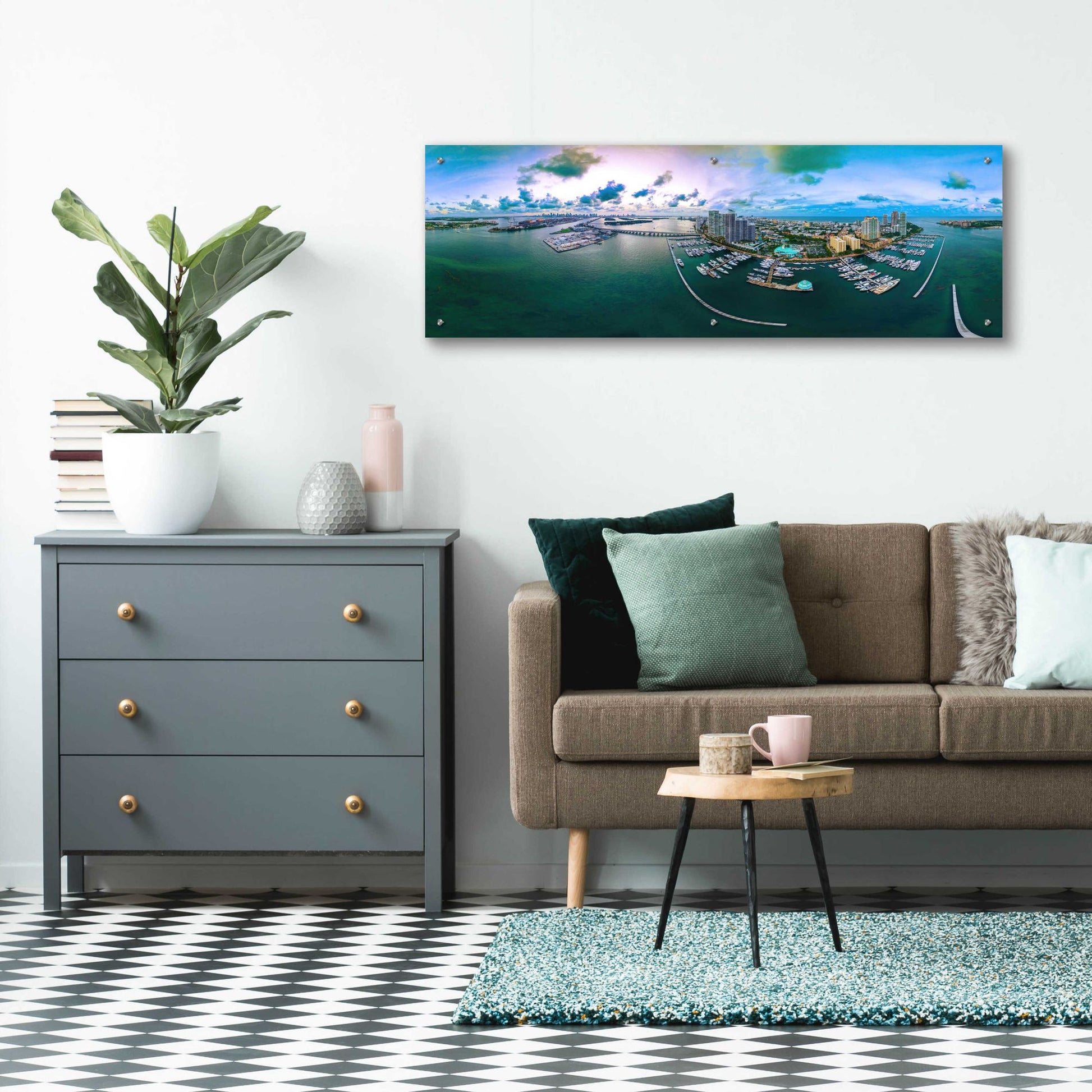 Epic Art 'South Beach Twilight' by Epic Portfolio, Acrylic Glass Wall Art,48x16