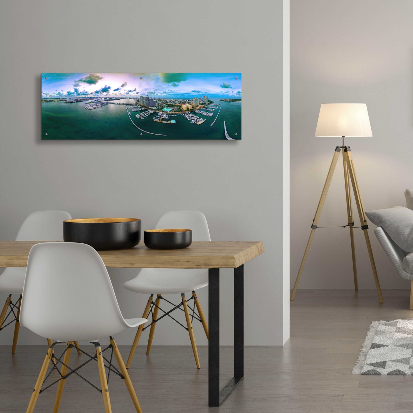 Epic Art 'South Beach Twilight' by Epic Portfolio, Acrylic Glass Wall Art,48x16