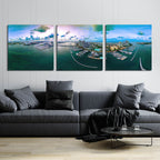 Epic Art 'South Beach Twilight' by Epic Portfolio, Acrylic Glass Wall Art, 3 Piece Set,108x36