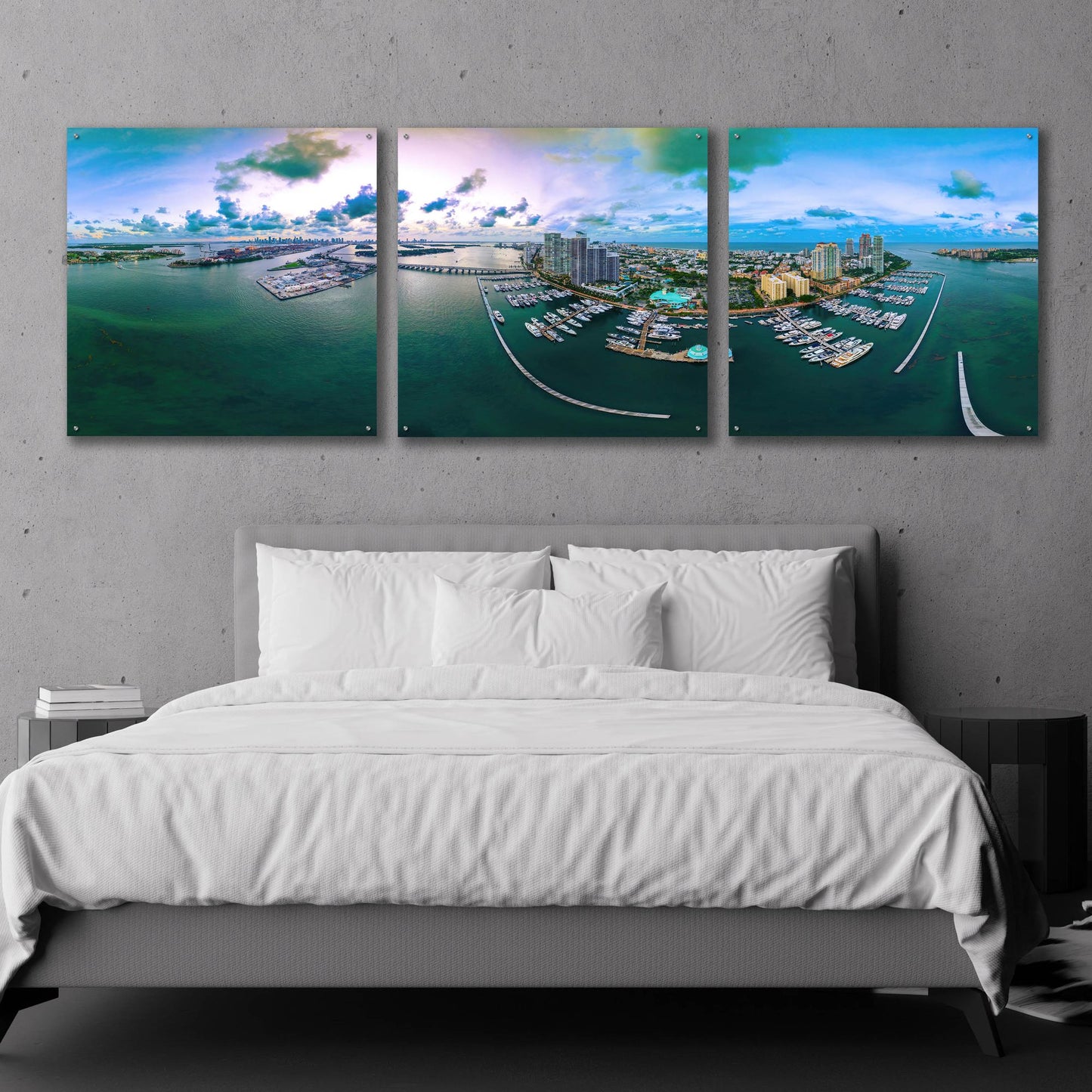 Epic Art 'South Beach Twilight' by Epic Portfolio, Acrylic Glass Wall Art, 3 Piece Set,108x36