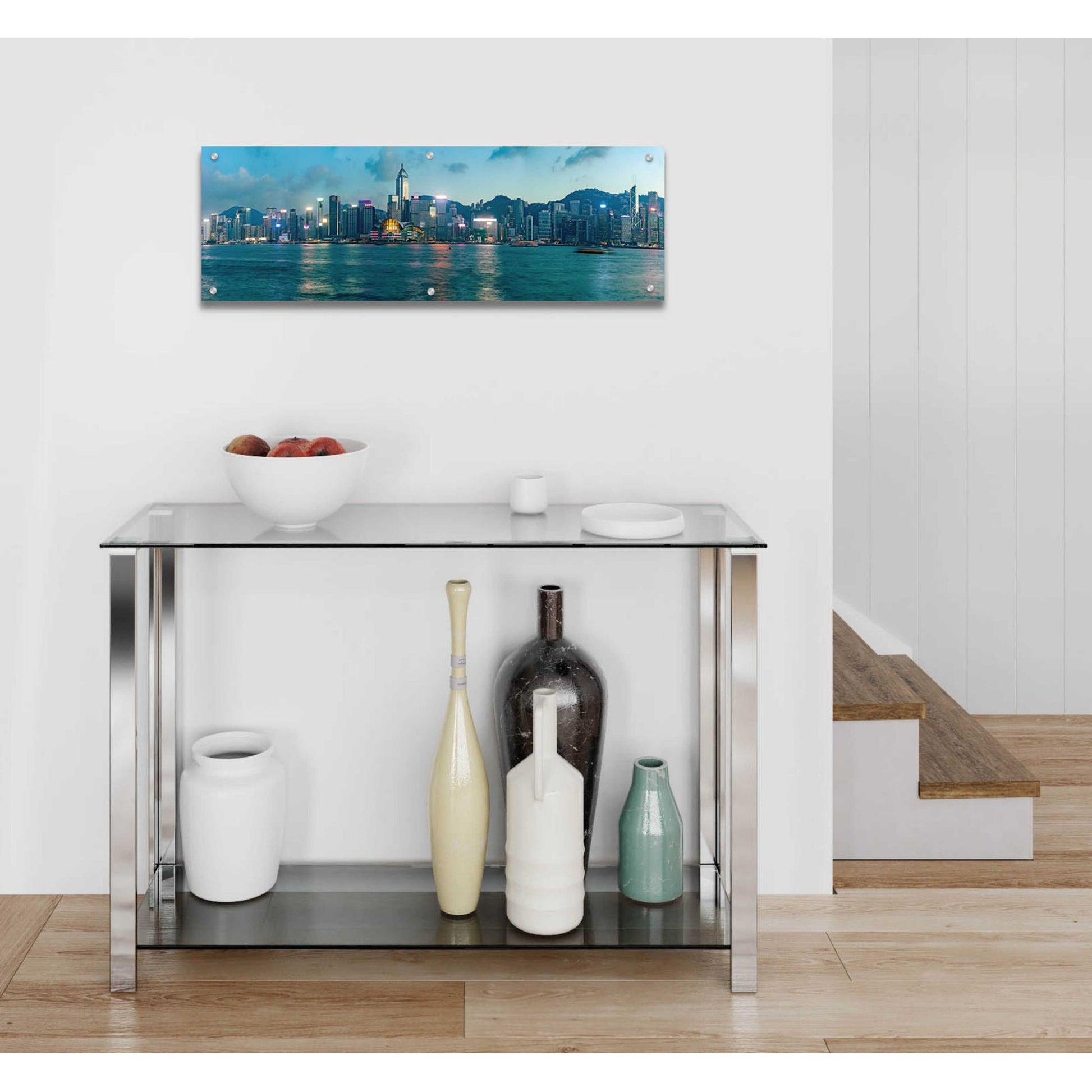 Epic Art 'Hong Kong Twilight' by Epic Portfolio, Acrylic Glass Wall Art,36x12