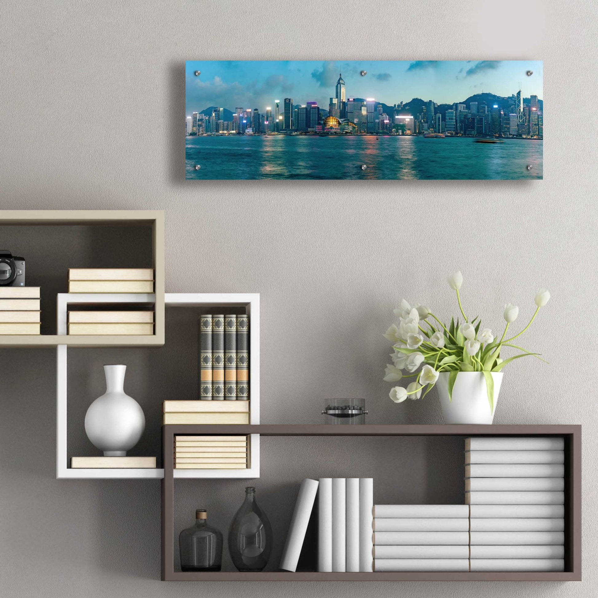 Epic Art 'Hong Kong Twilight' by Epic Portfolio, Acrylic Glass Wall Art,36x12