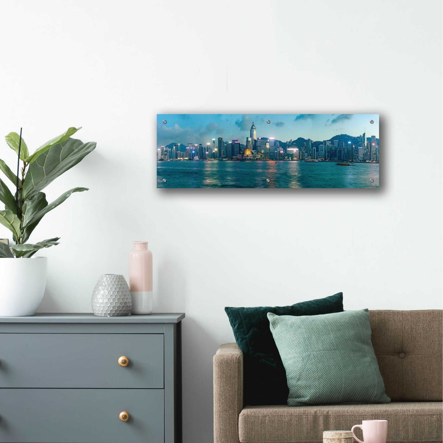 Epic Art 'Hong Kong Twilight' by Epic Portfolio, Acrylic Glass Wall Art,36x12