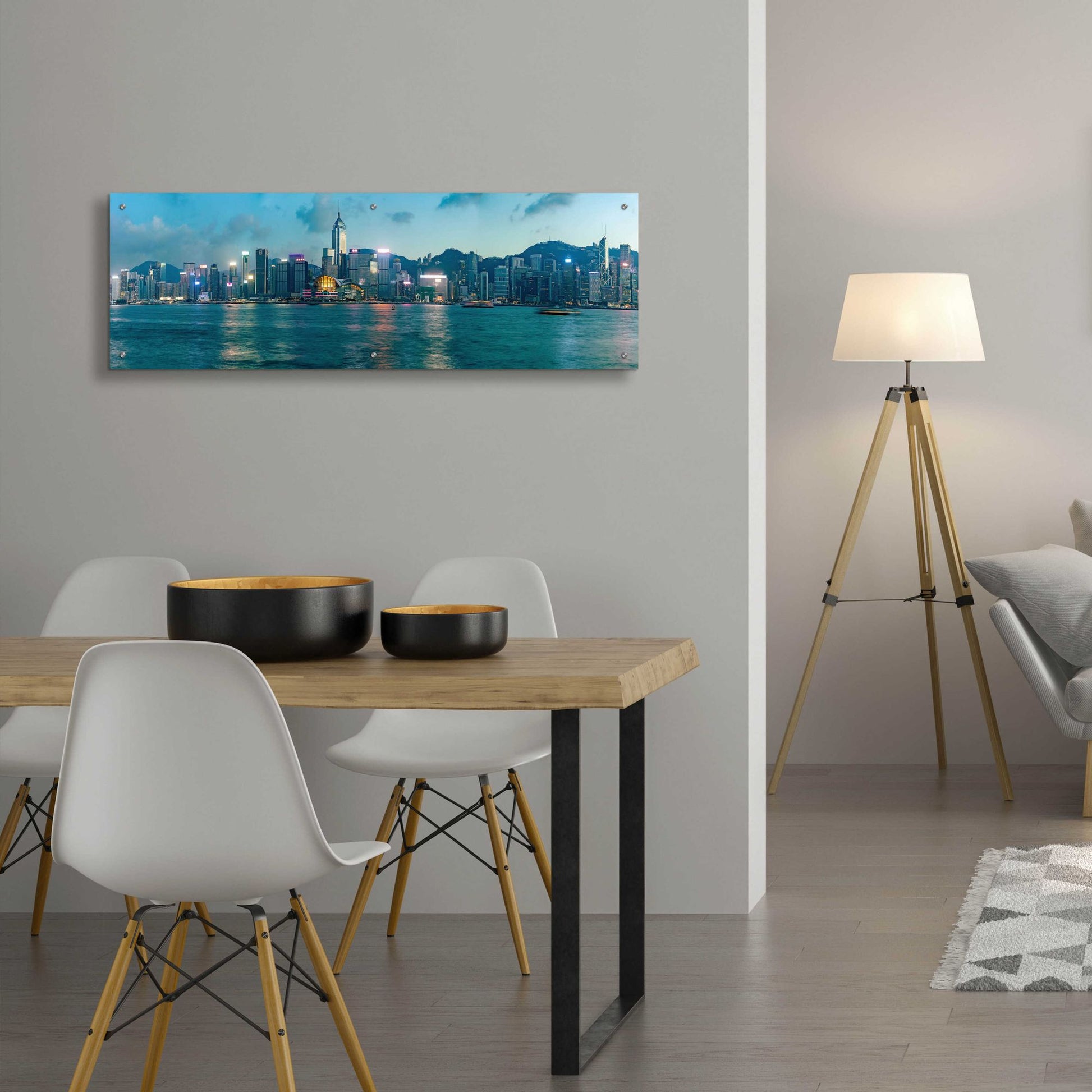 Epic Art 'Hong Kong Twilight' by Epic Portfolio, Acrylic Glass Wall Art,48x16