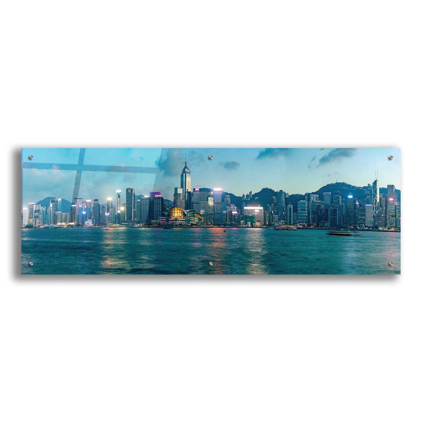 Epic Art 'Hong Kong Twilight' by Epic Portfolio, Acrylic Glass Wall Art,48x16