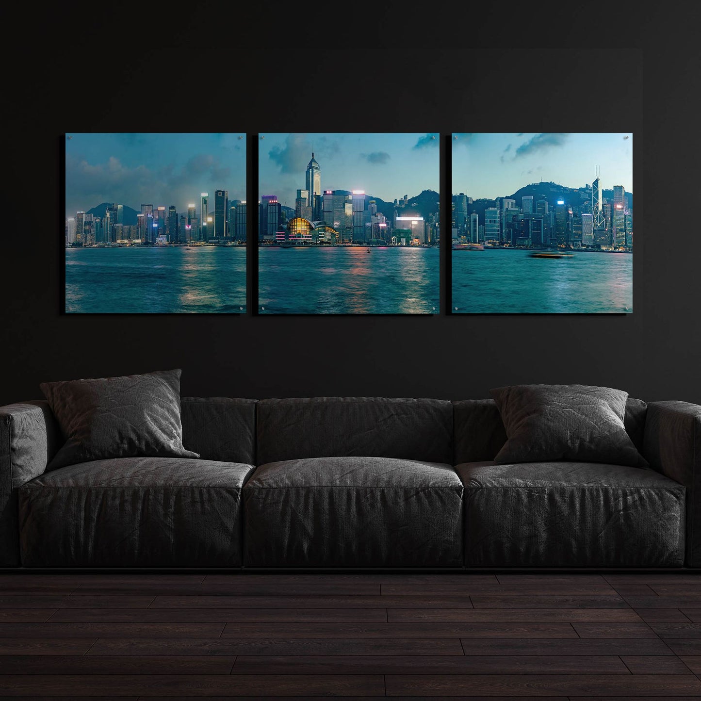 Epic Art 'Hong Kong Twilight' by Epic Portfolio, Acrylic Glass Wall Art, 3 Piece Set,108x36