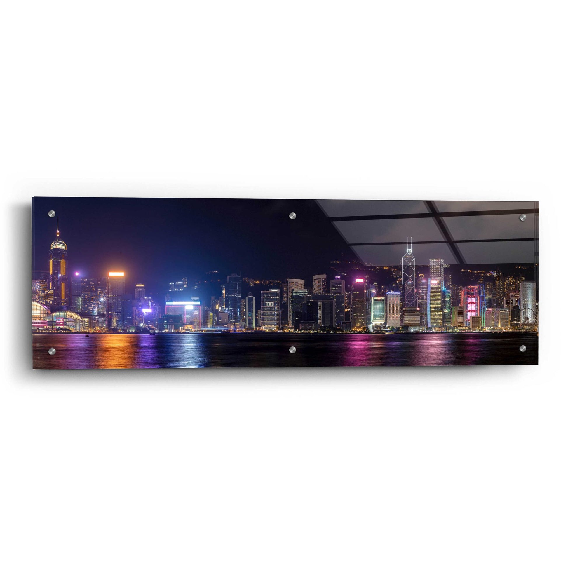 Epic Art 'Good Night Hong Kong' by Epic Portfolio, Acrylic Glass Wall Art,36x12