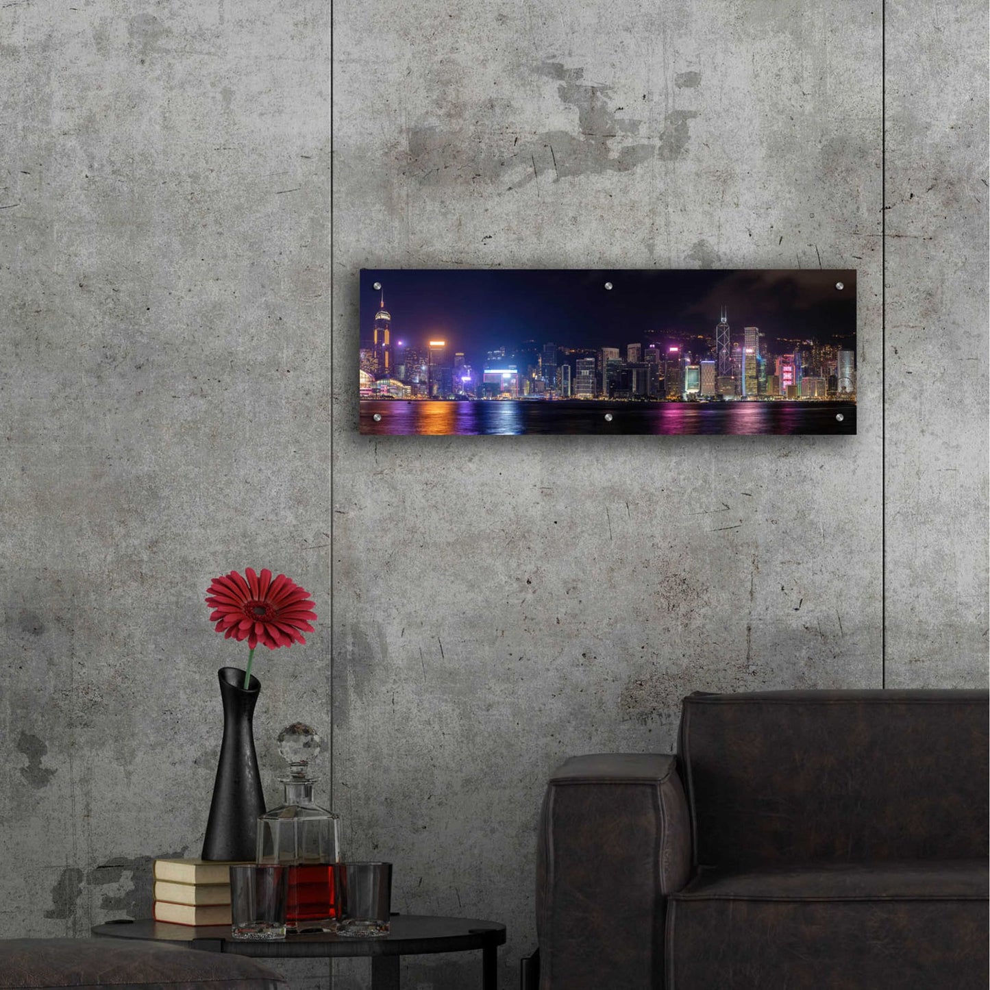 Epic Art 'Good Night Hong Kong' by Epic Portfolio, Acrylic Glass Wall Art,36x12