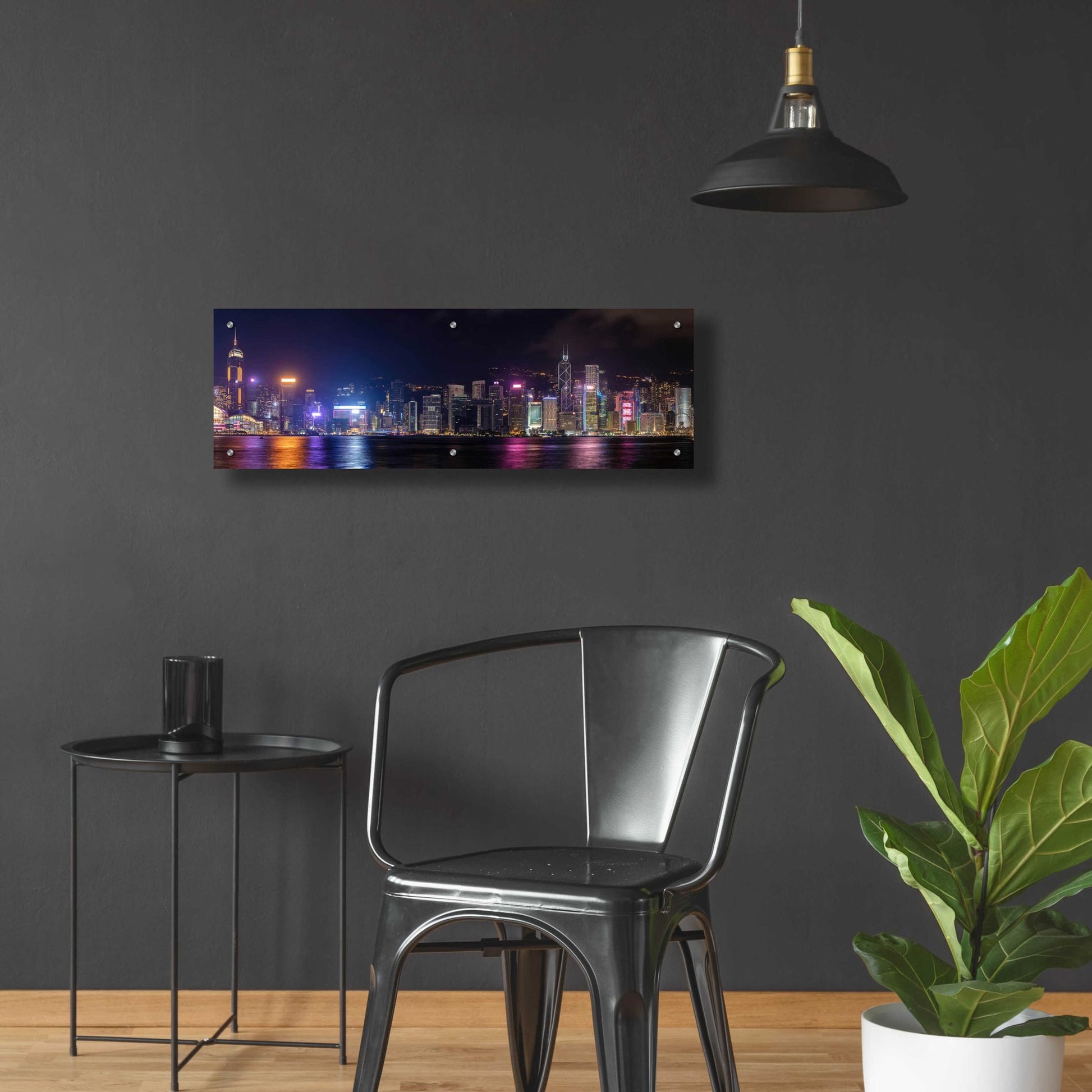 Epic Art 'Good Night Hong Kong' by Epic Portfolio, Acrylic Glass Wall Art,36x12