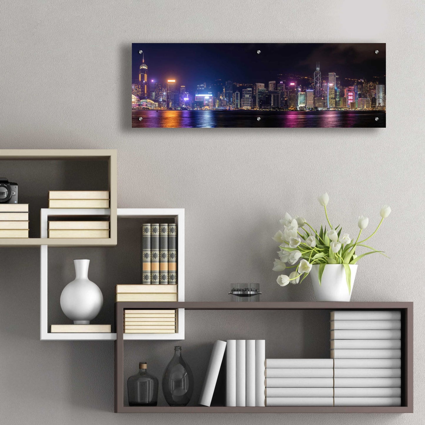 Epic Art 'Good Night Hong Kong' by Epic Portfolio, Acrylic Glass Wall Art,36x12