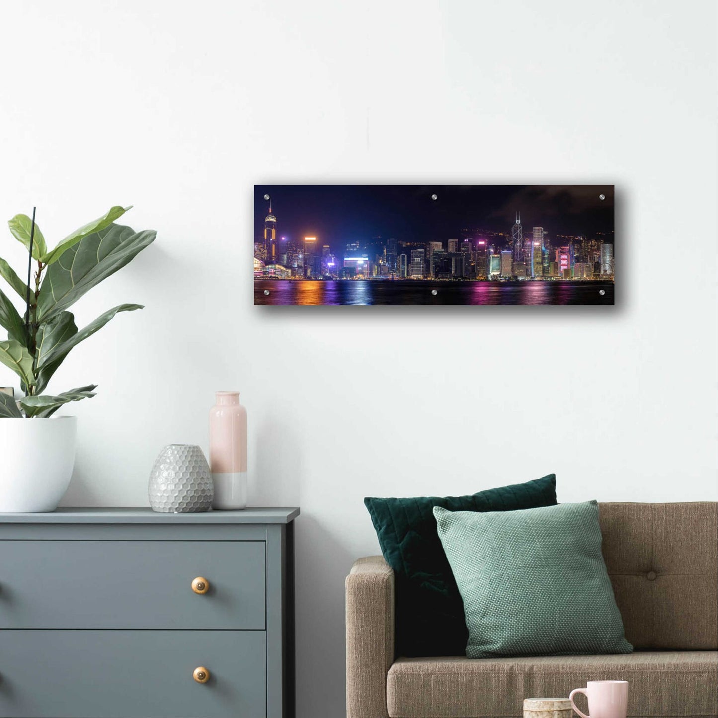 Epic Art 'Good Night Hong Kong' by Epic Portfolio, Acrylic Glass Wall Art,36x12