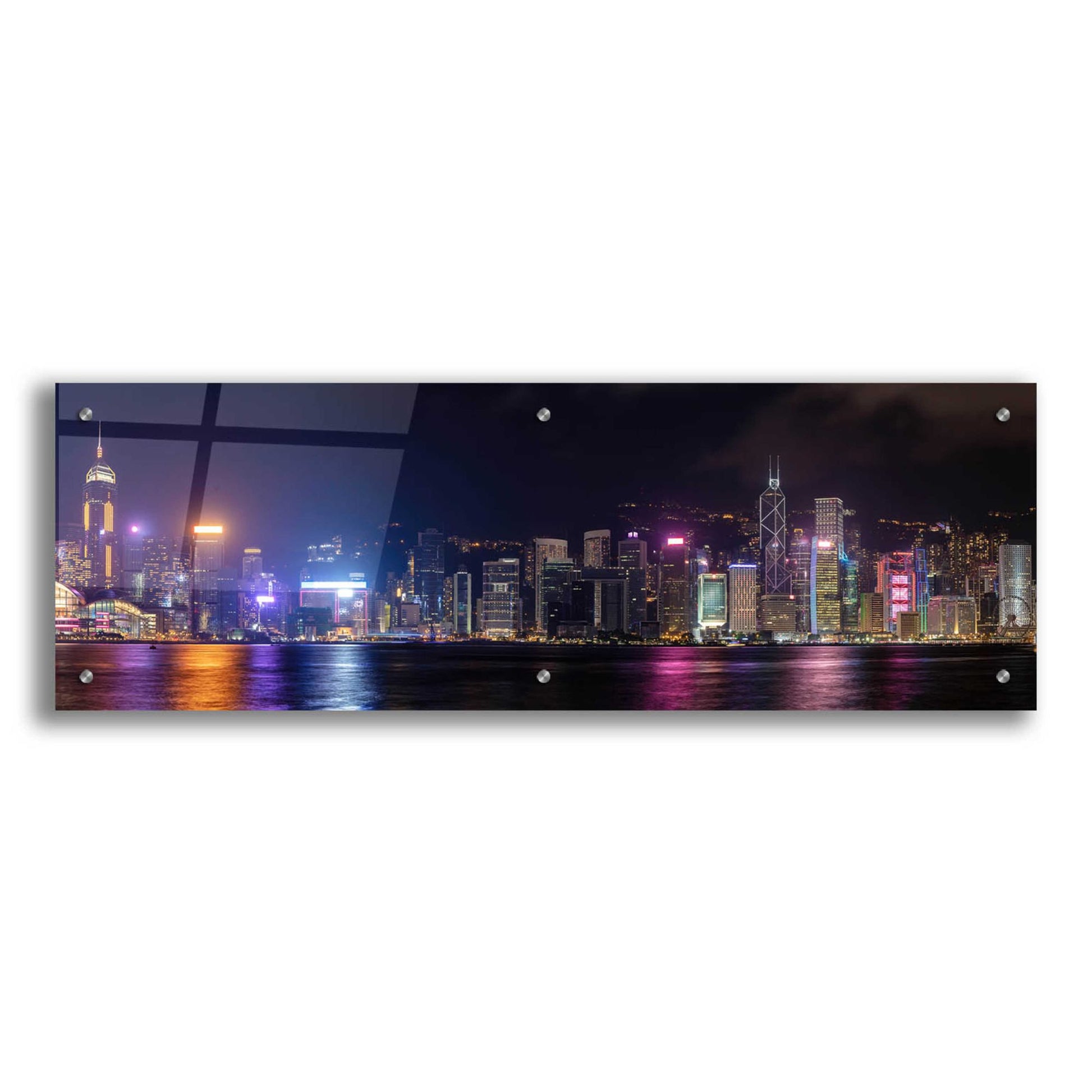 Epic Art 'Good Night Hong Kong' by Epic Portfolio, Acrylic Glass Wall Art,36x12