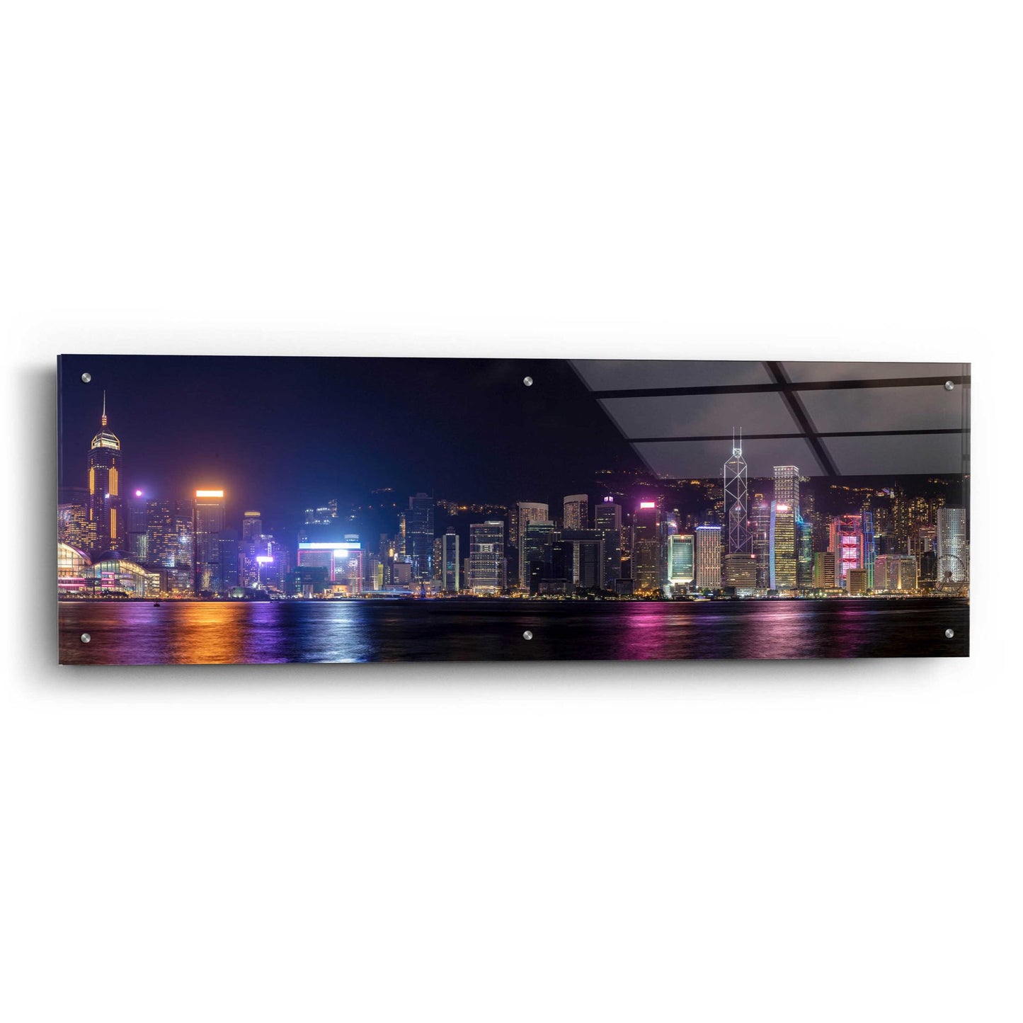 Epic Art 'Good Night Hong Kong' by Epic Portfolio, Acrylic Glass Wall Art,48x16