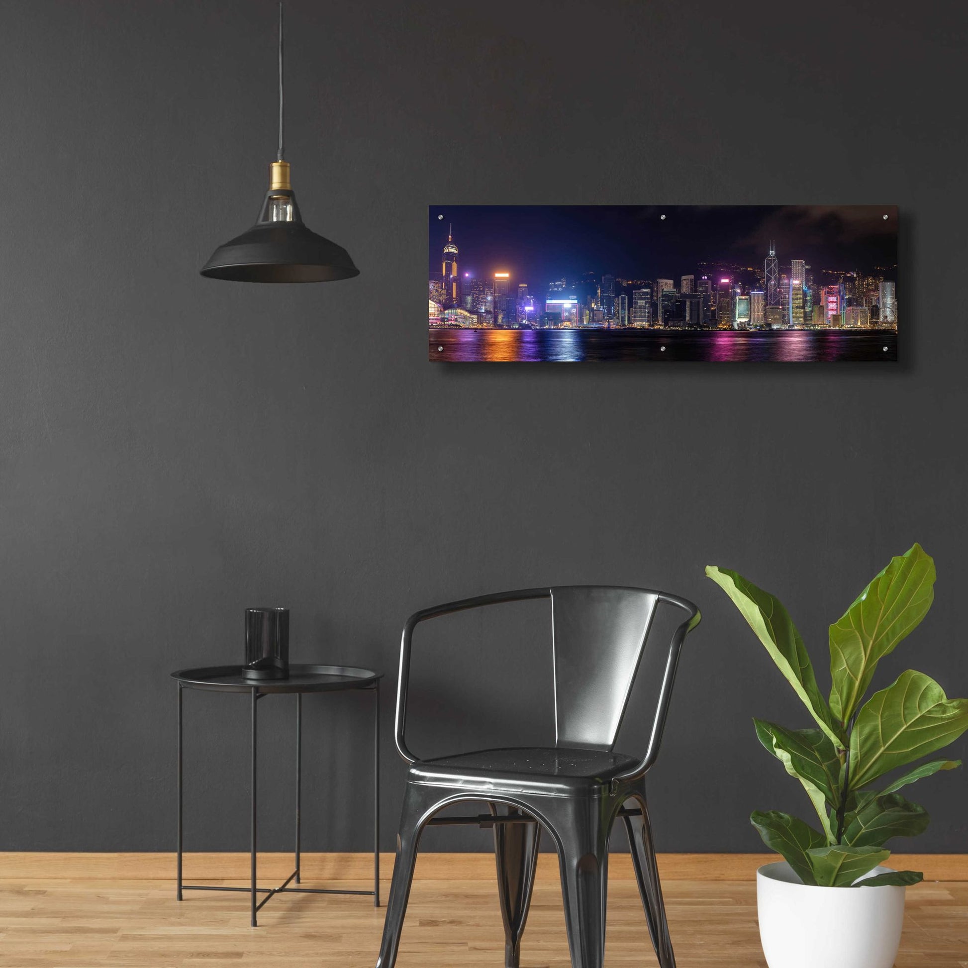 Epic Art 'Good Night Hong Kong' by Epic Portfolio, Acrylic Glass Wall Art,48x16