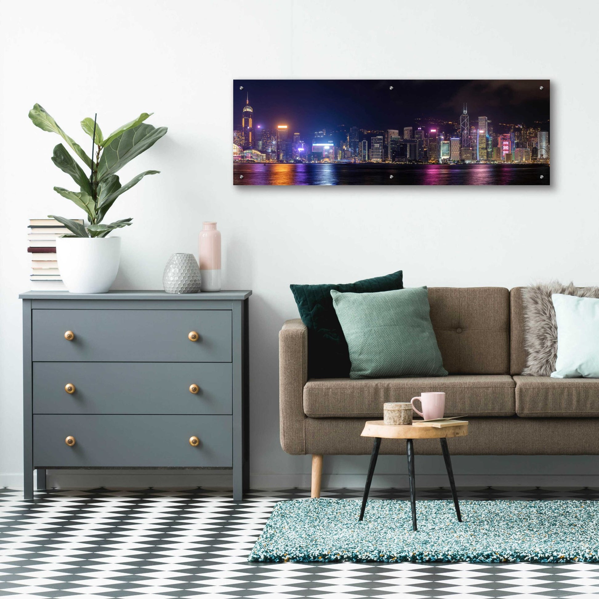 Epic Art 'Good Night Hong Kong' by Epic Portfolio, Acrylic Glass Wall Art,48x16