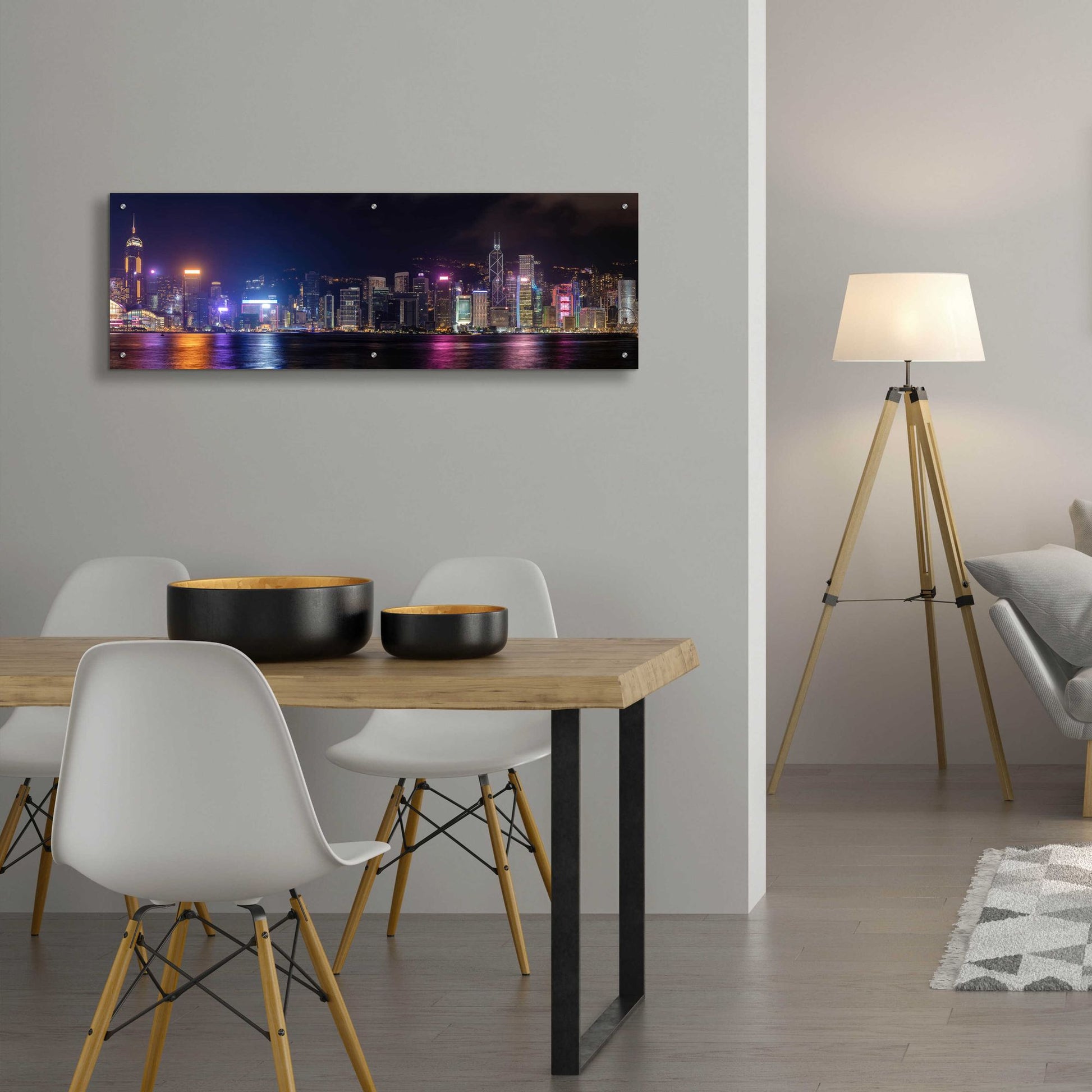 Epic Art 'Good Night Hong Kong' by Epic Portfolio, Acrylic Glass Wall Art,48x16