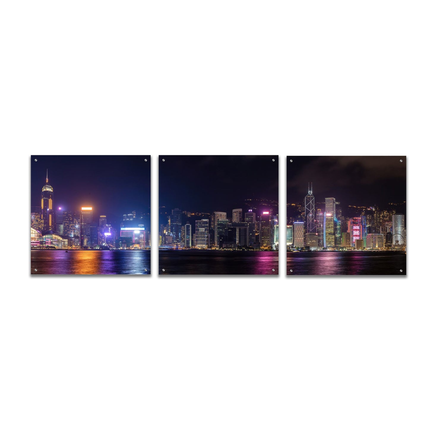 Epic Art 'Good Night Hong Kong' by Epic Portfolio, Acrylic Glass Wall Art, 3 Piece Set