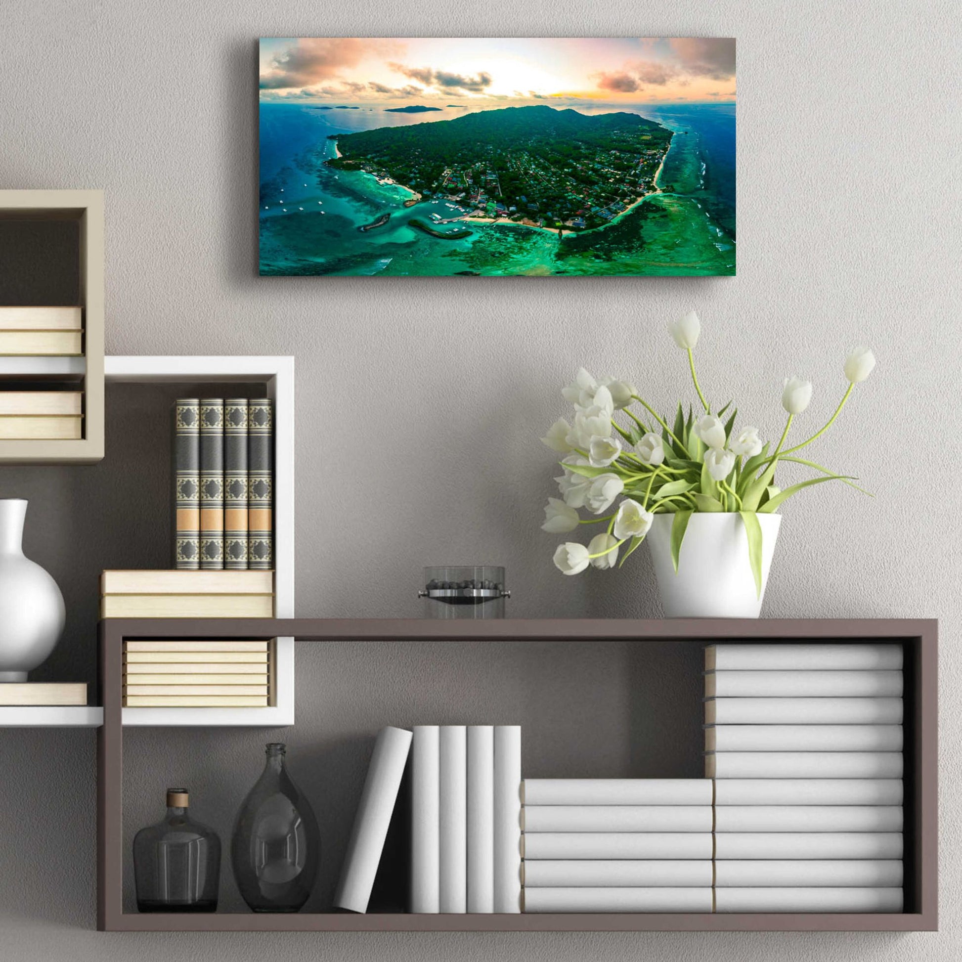 Epic Art 'La Digue 3' by Epic Portfolio, Acrylic Glass Wall Art,24x12