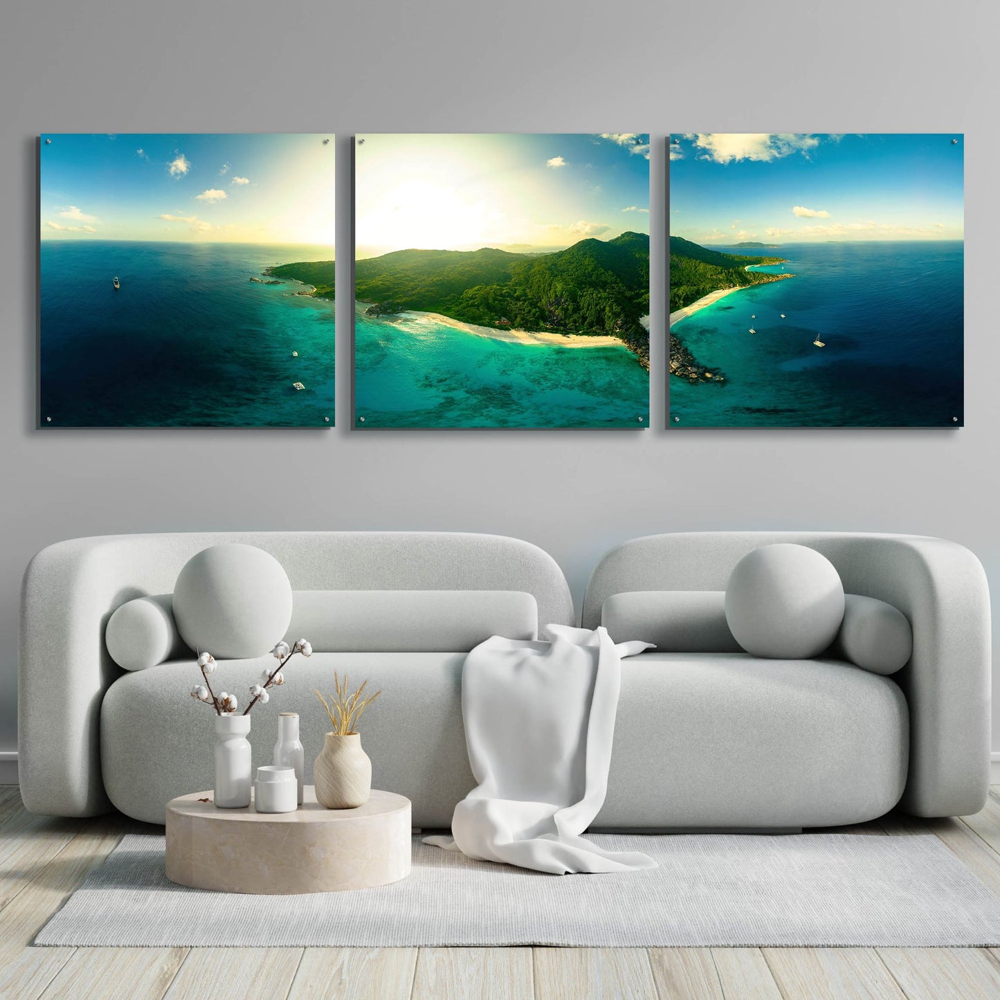 Epic Art 'LaDigue' by Epic Portfolio, Acrylic Glass Wall Art, 3 Piece Set,108x36