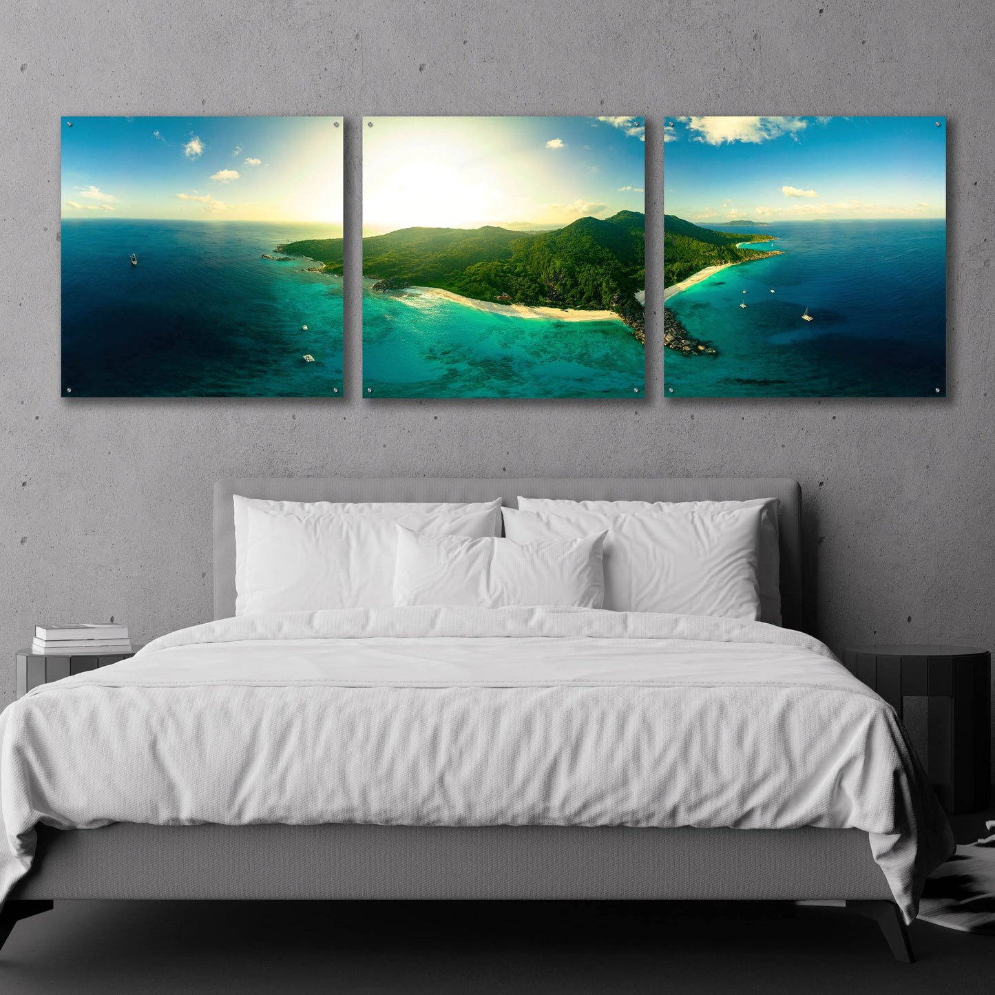 Epic Art 'LaDigue' by Epic Portfolio, Acrylic Glass Wall Art, 3 Piece Set,108x36