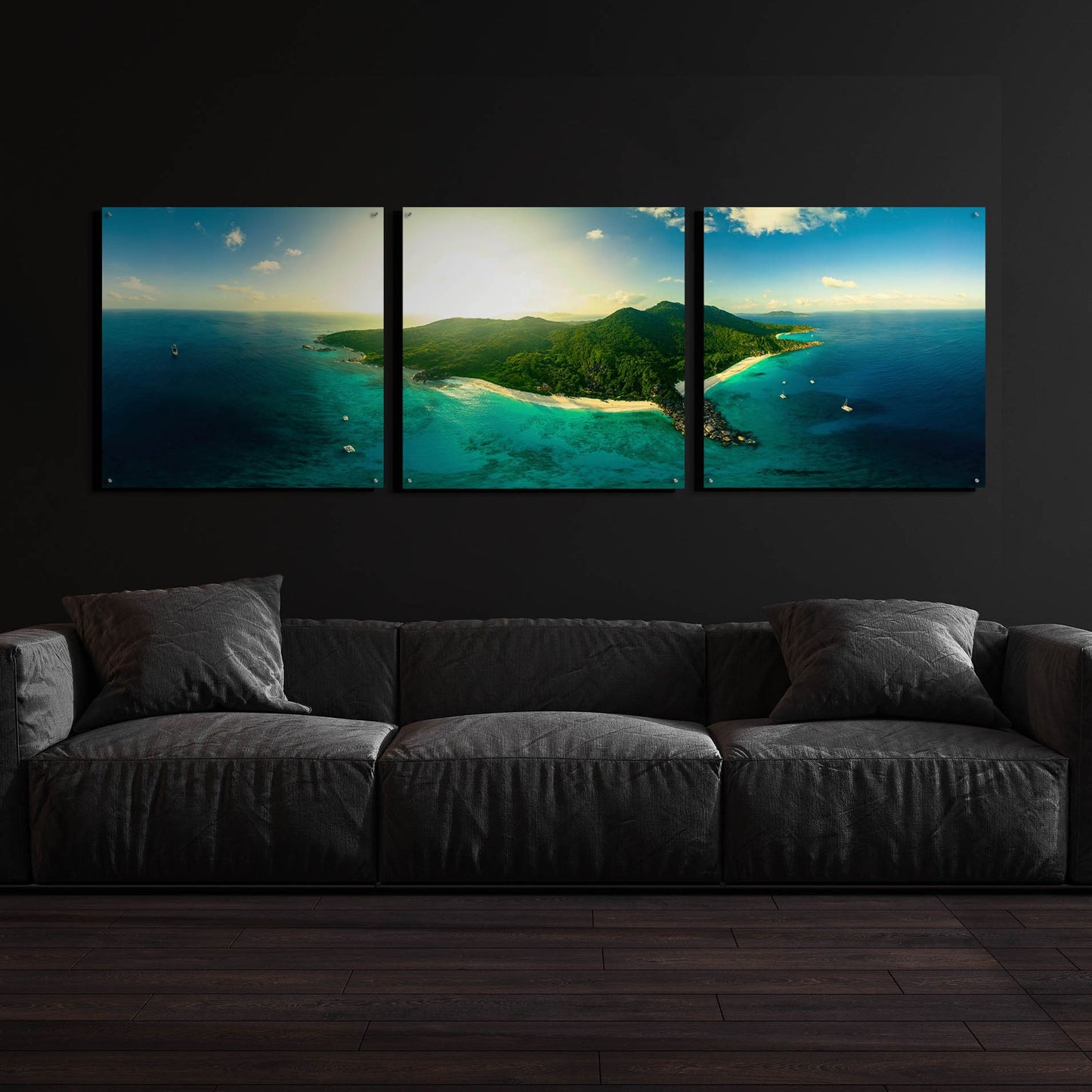 Epic Art 'LaDigue' by Epic Portfolio, Acrylic Glass Wall Art, 3 Piece Set,108x36