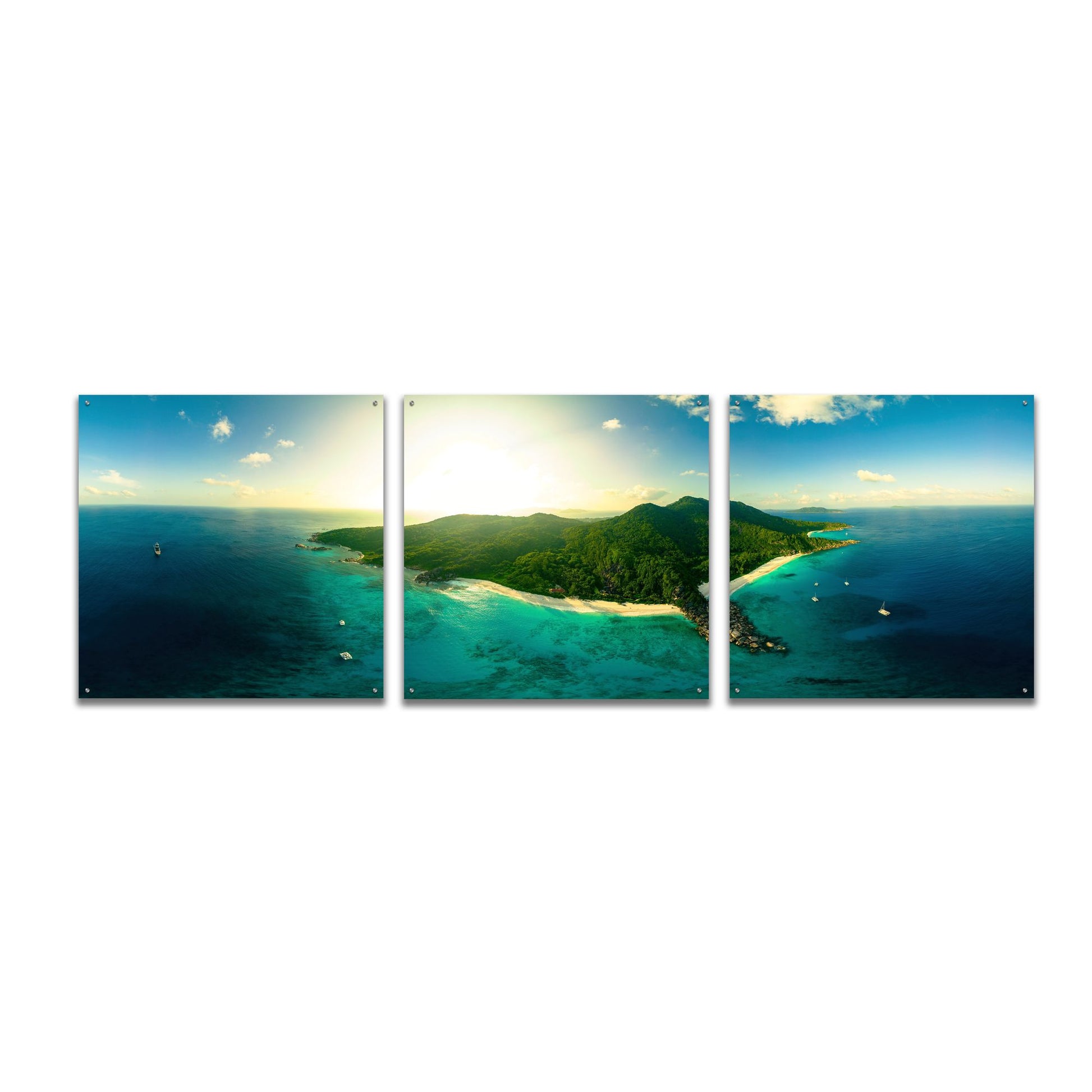 Epic Art 'LaDigue' by Epic Portfolio, Acrylic Glass Wall Art, 3 Piece Set,108x36