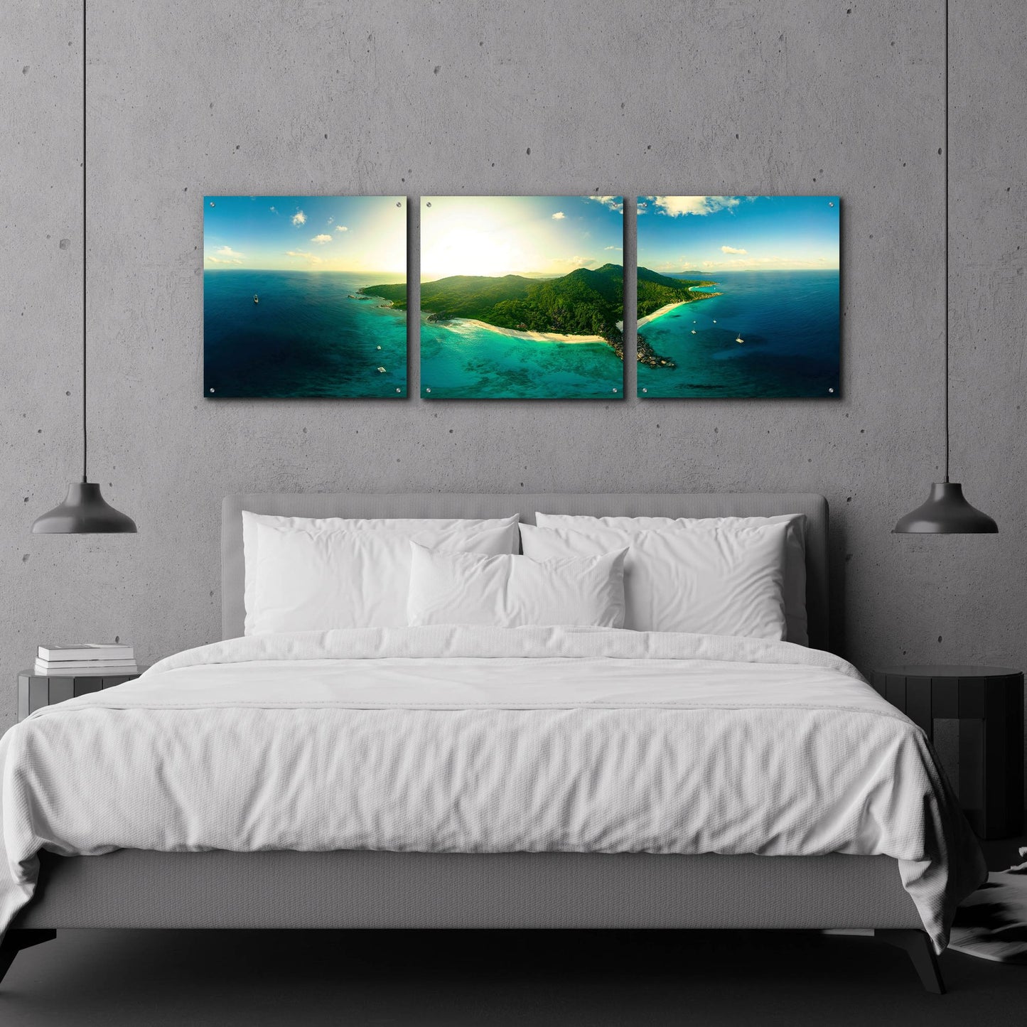 Epic Art 'LaDigue' by Epic Portfolio, Acrylic Glass Wall Art, 3 Piece Set,72x24