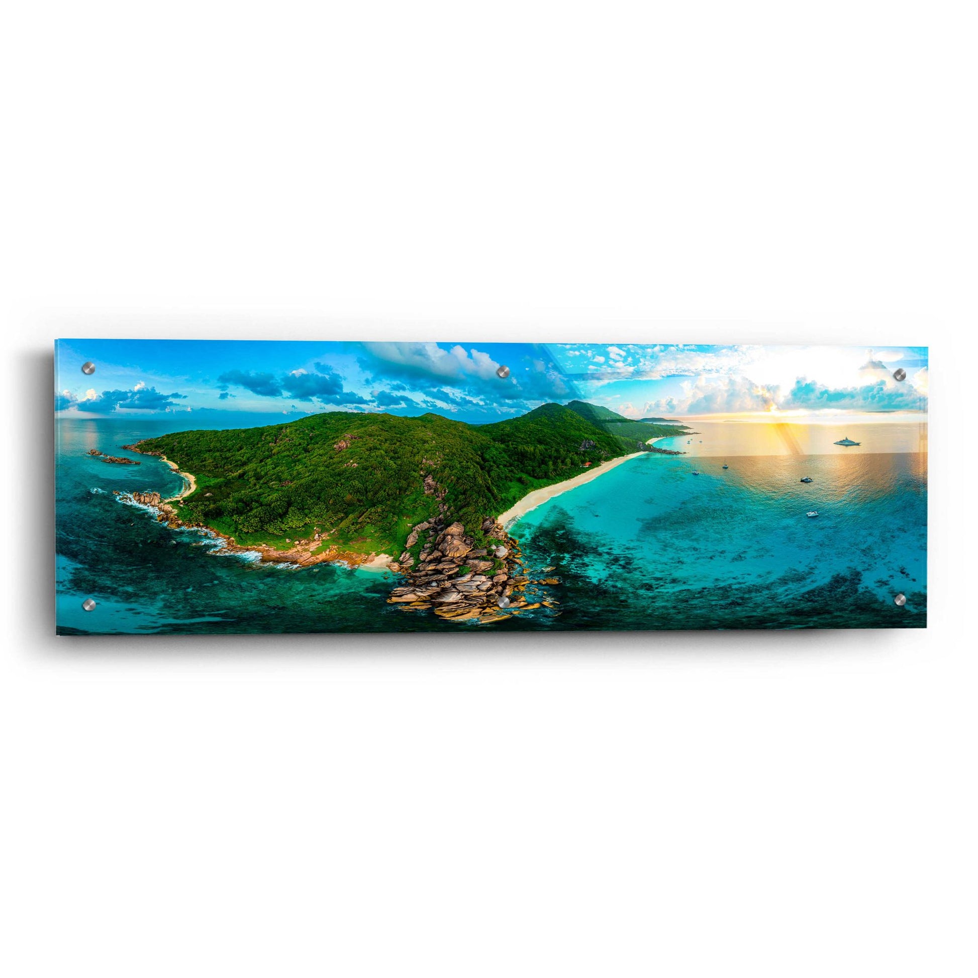 Epic Art 'LaDigue 2' by Epic Portfolio, Acrylic Glass Wall Art,36x12