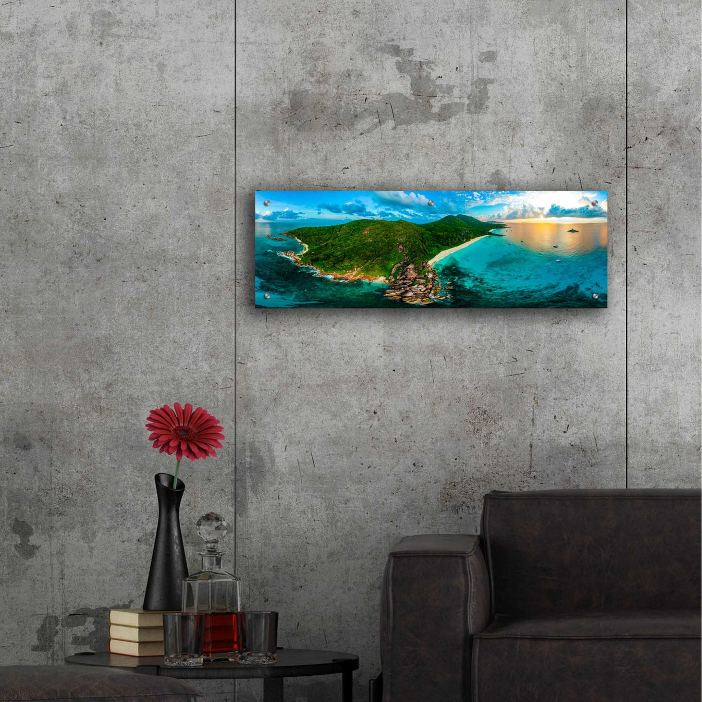 Epic Art 'LaDigue 2' by Epic Portfolio, Acrylic Glass Wall Art,36x12