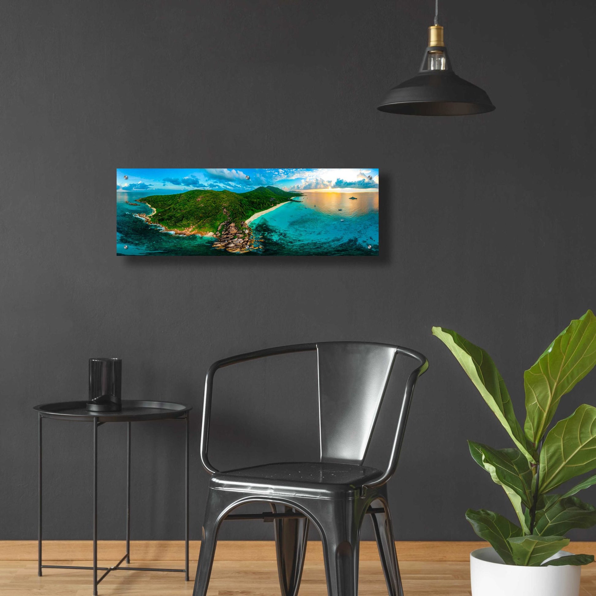 Epic Art 'LaDigue 2' by Epic Portfolio, Acrylic Glass Wall Art,36x12