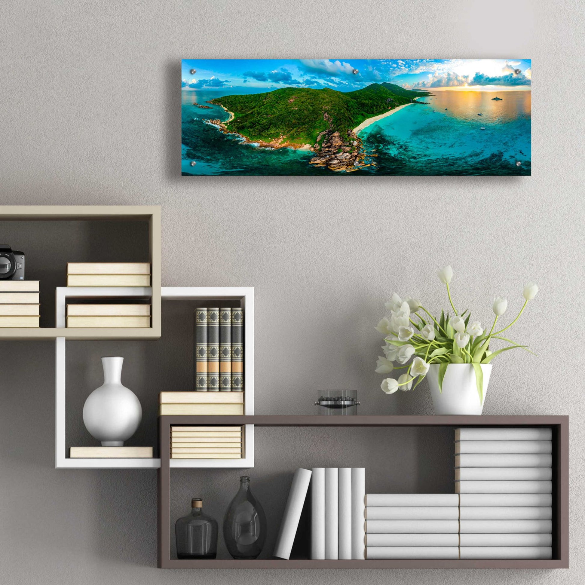 Epic Art 'LaDigue 2' by Epic Portfolio, Acrylic Glass Wall Art,36x12