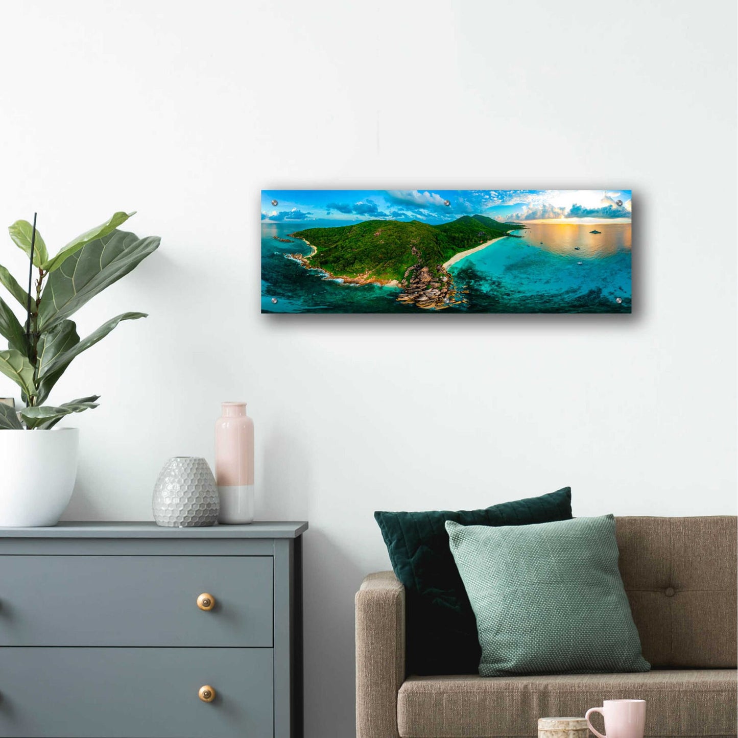 Epic Art 'LaDigue 2' by Epic Portfolio, Acrylic Glass Wall Art,36x12