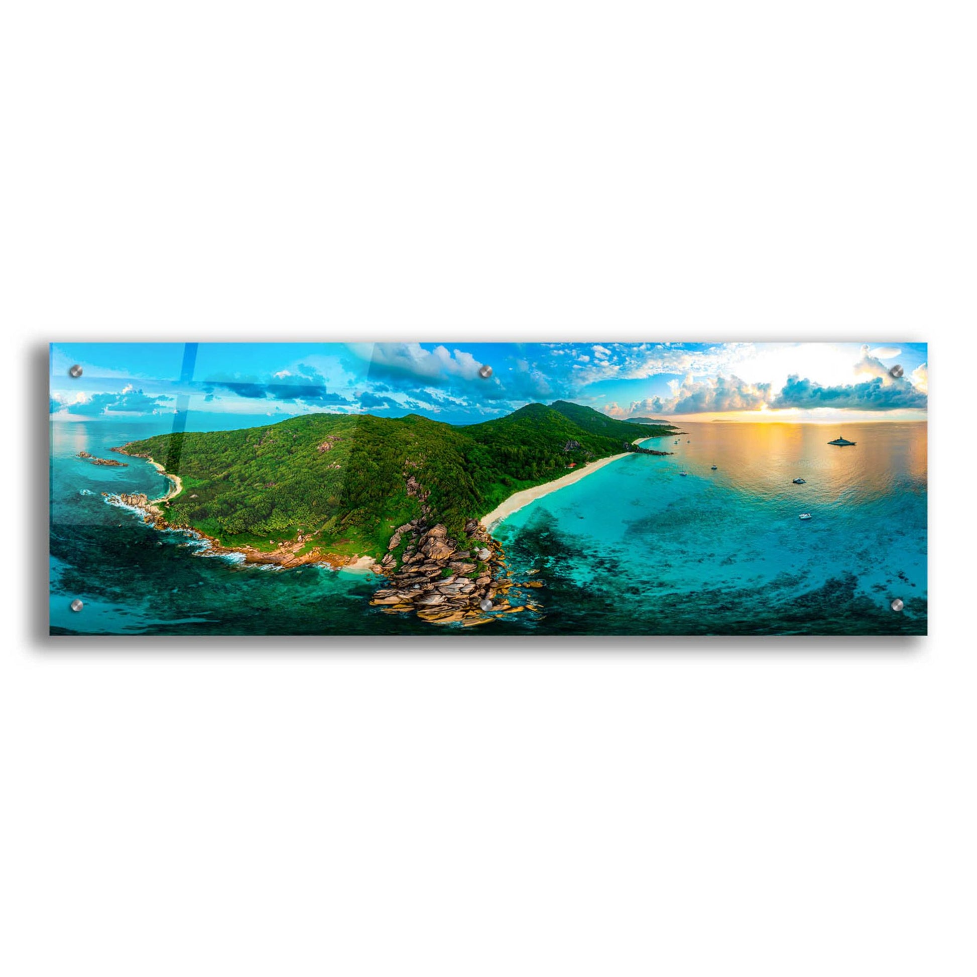 Epic Art 'LaDigue 2' by Epic Portfolio, Acrylic Glass Wall Art,36x12