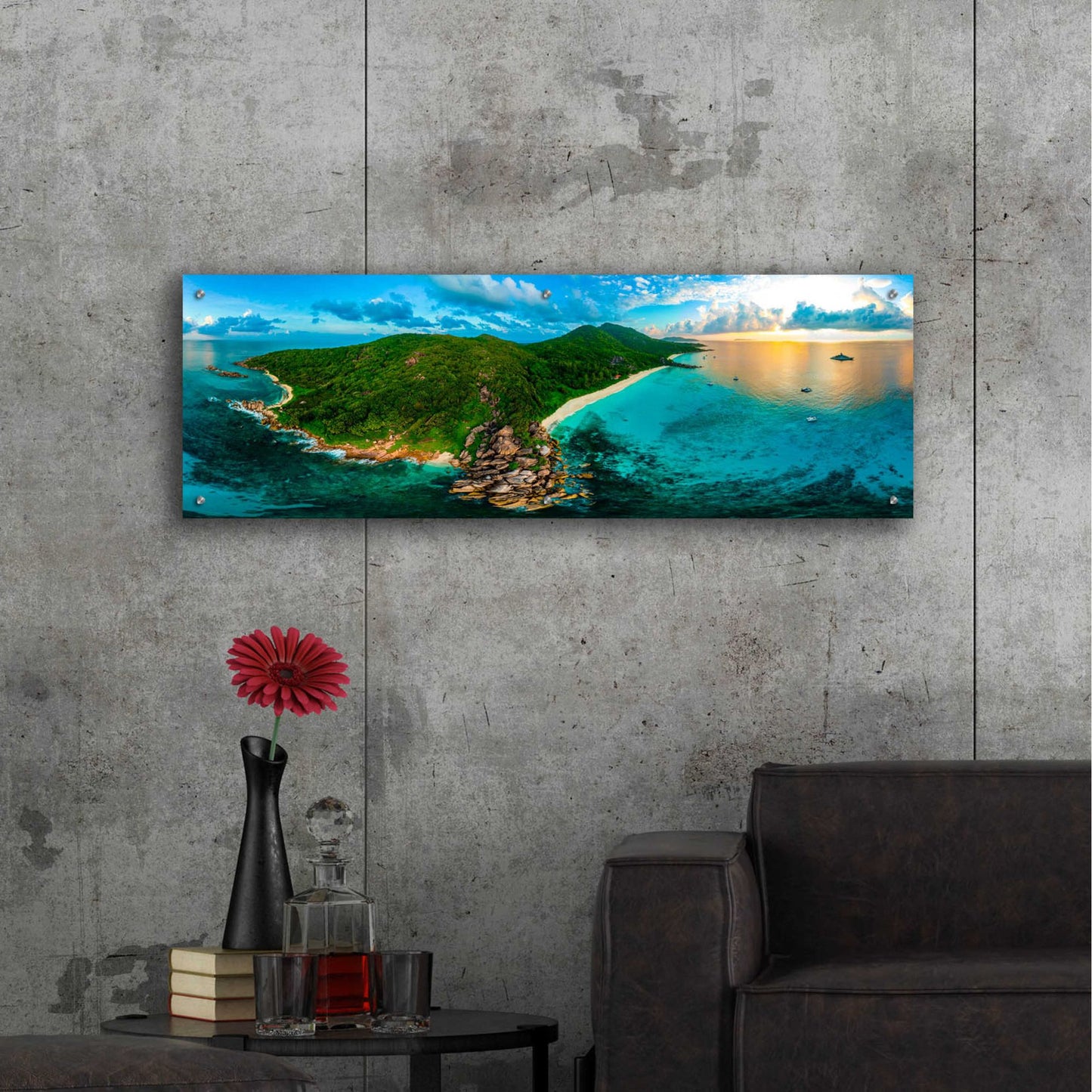 Epic Art 'LaDigue 2' by Epic Portfolio, Acrylic Glass Wall Art,48x16