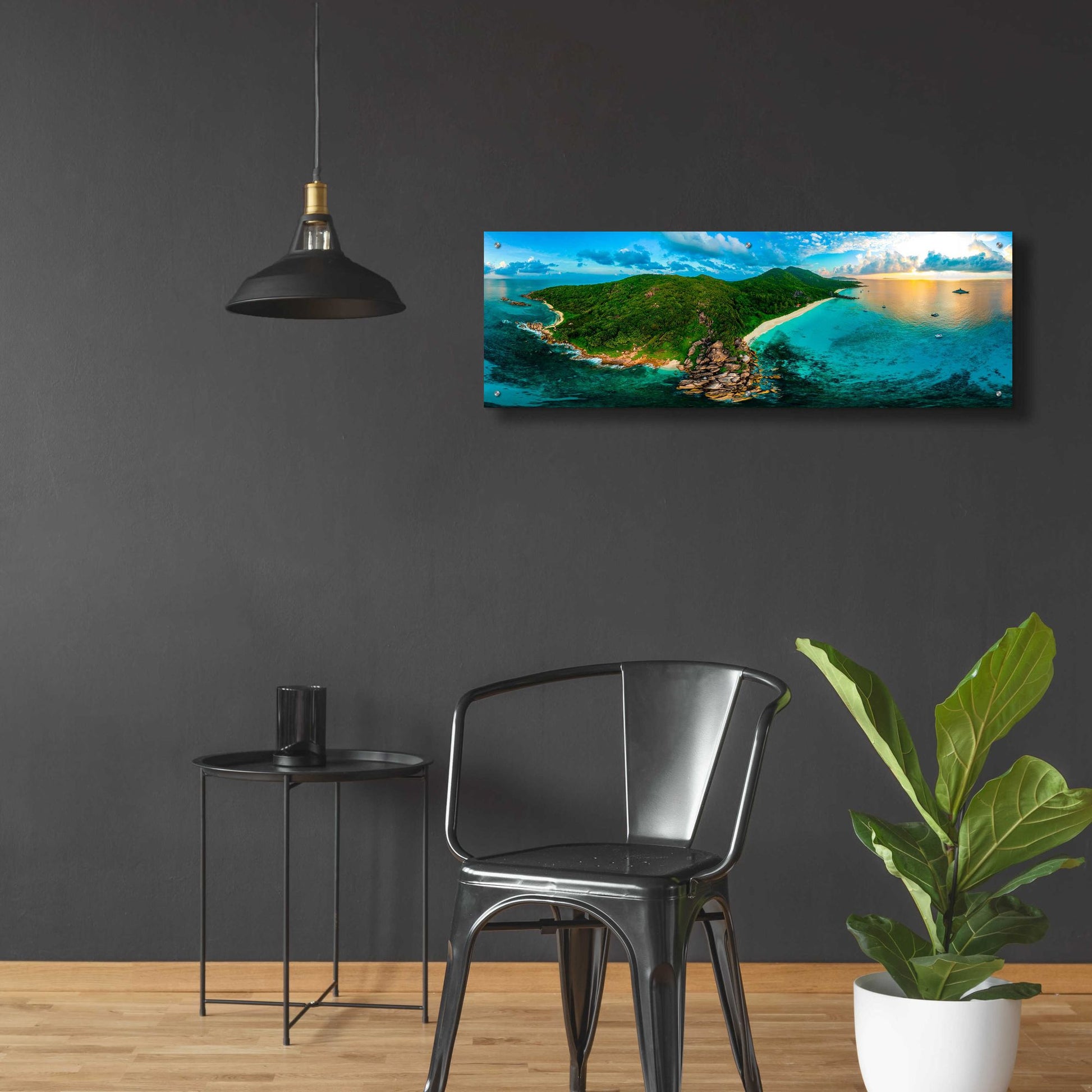 Epic Art 'LaDigue 2' by Epic Portfolio, Acrylic Glass Wall Art,48x16