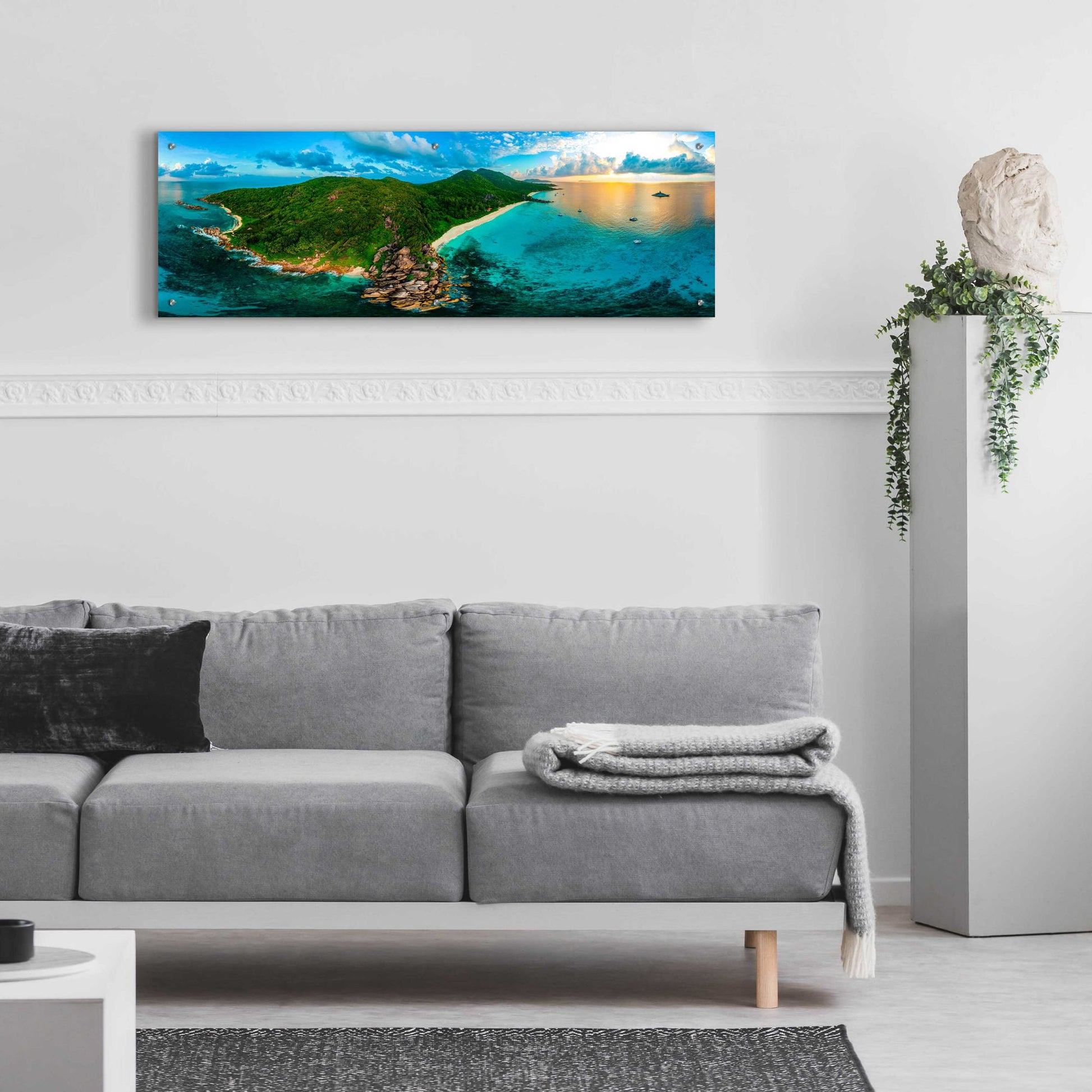 Epic Art 'LaDigue 2' by Epic Portfolio, Acrylic Glass Wall Art,48x16